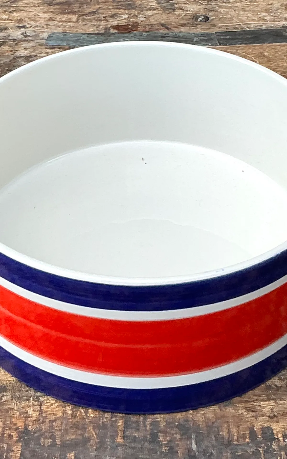 Vintage Italian Striped Ceramic Salad Bowl and Utensils — additional photo 7