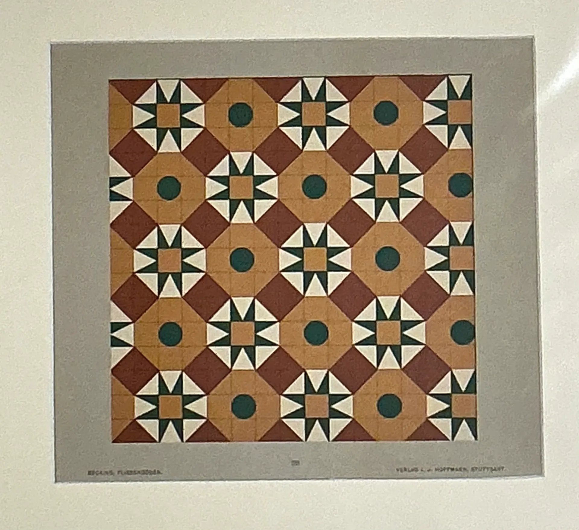 Vintage Geometric Tile Pattern Serigraph — additional photo 3