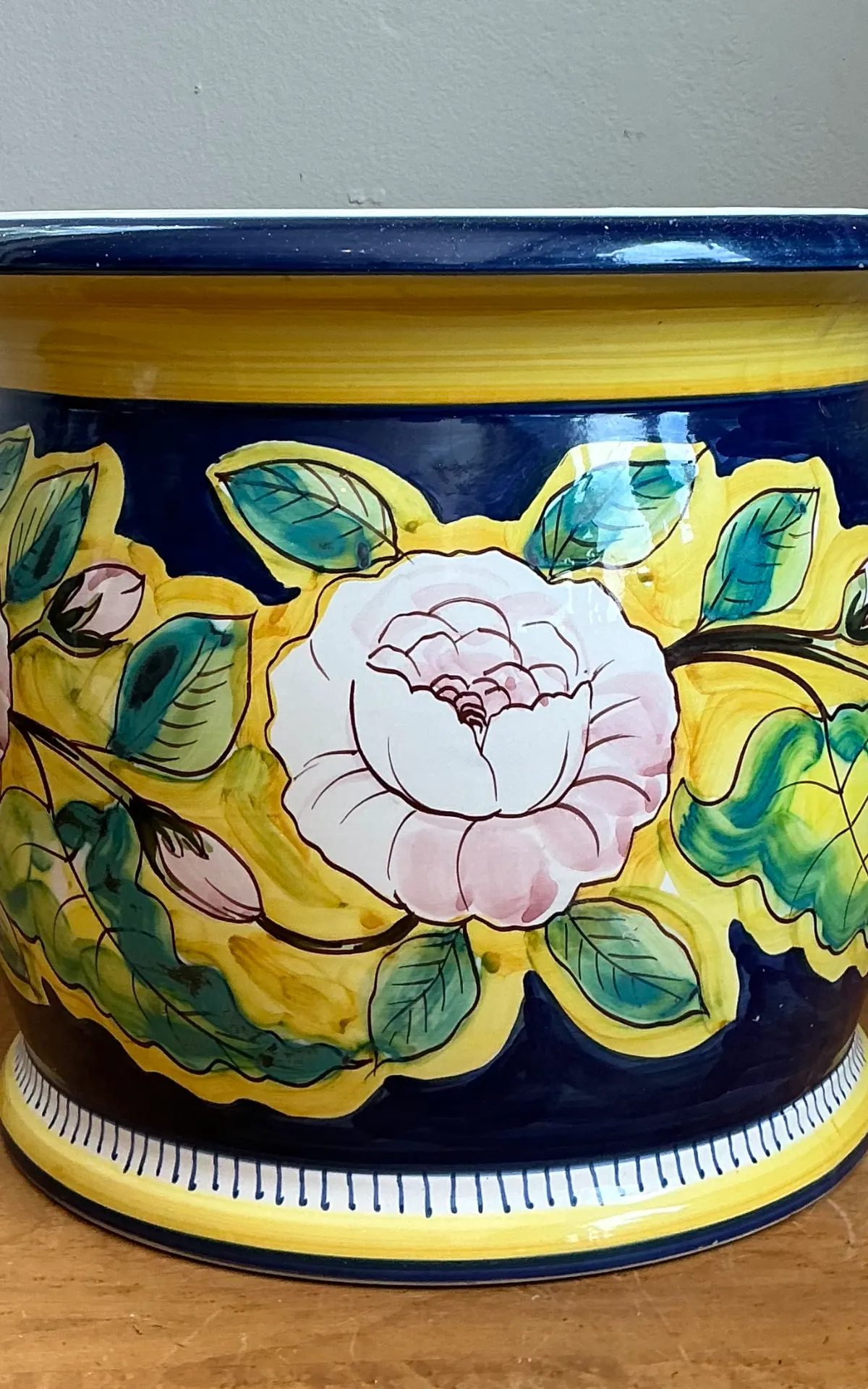 Hand Italian Painted Floral Ceramic Planter — additional photo 8