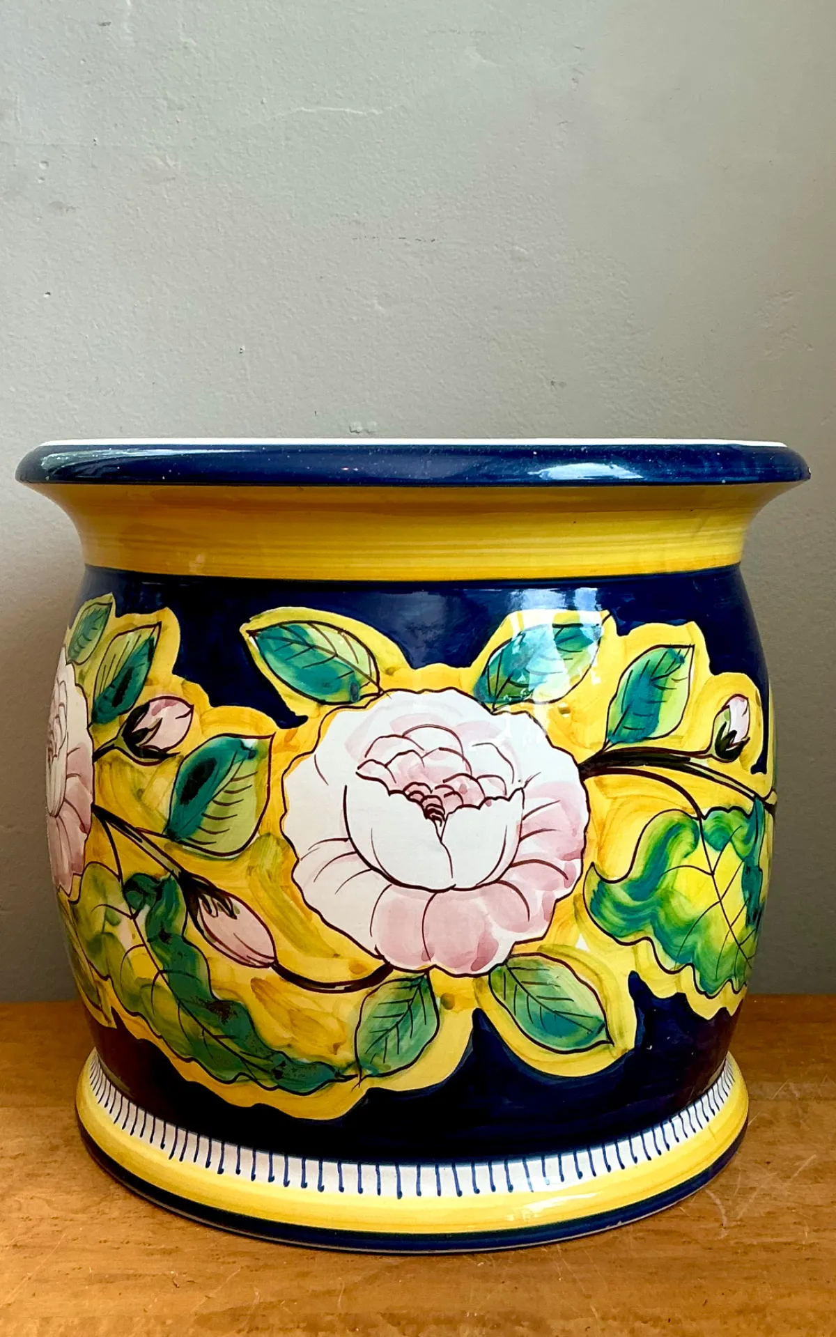 Hand Italian Painted Floral Ceramic Planter — additional photo 5