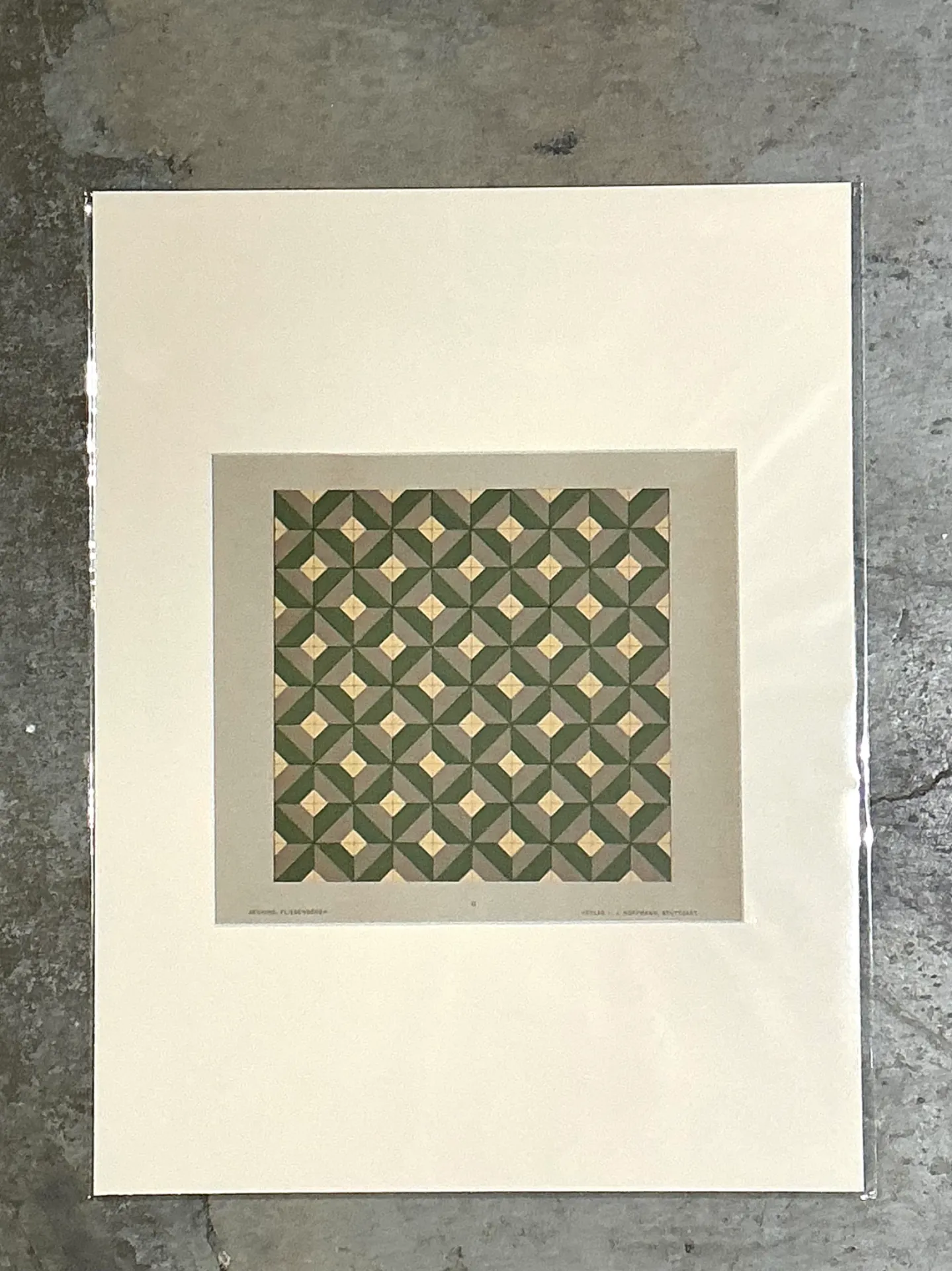 Vintage Geometric Tile Pattern Serigraph — additional photo 1