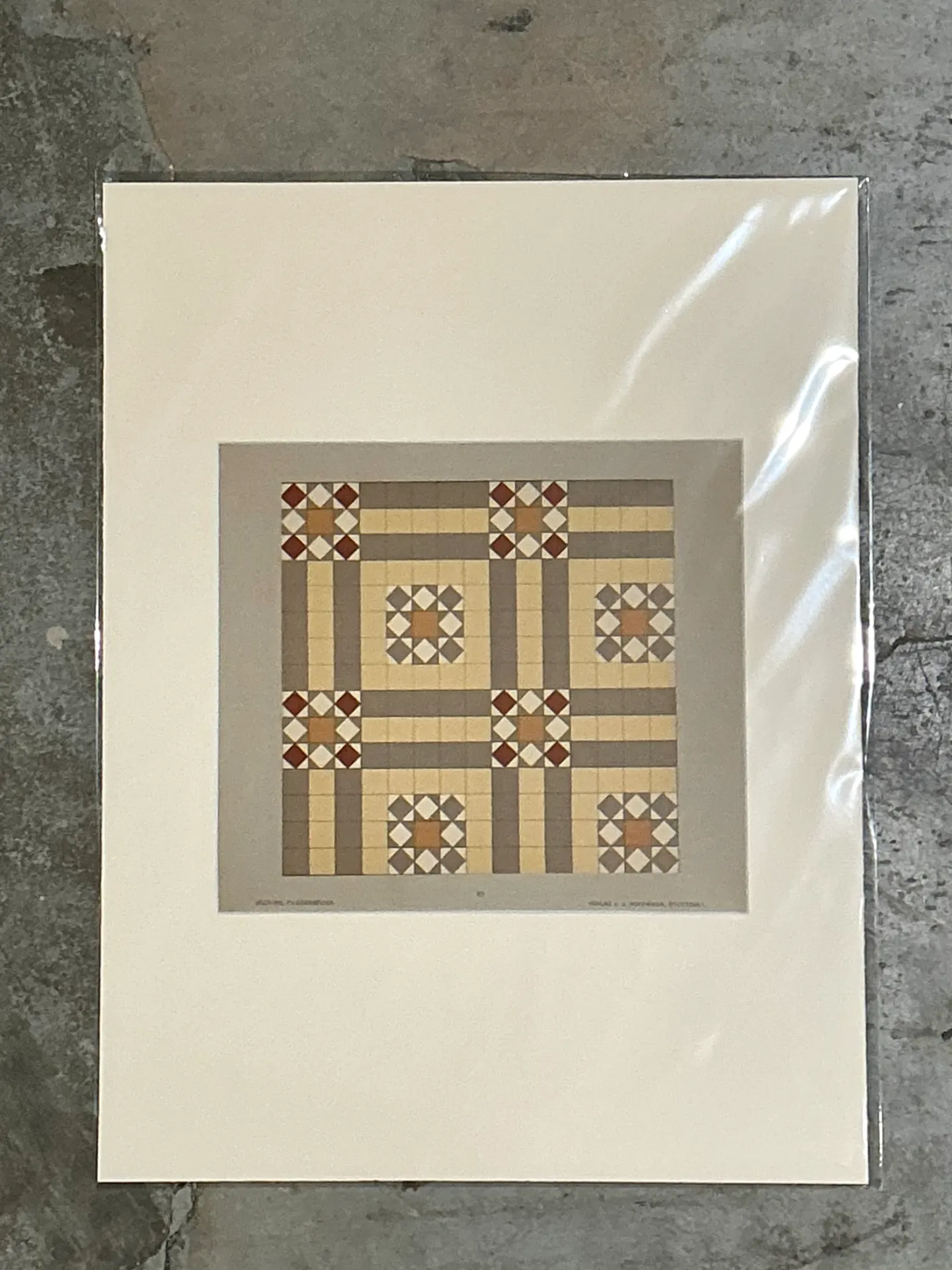 Vintage Geometric Tile Pattern Serigraph — additional photo 2