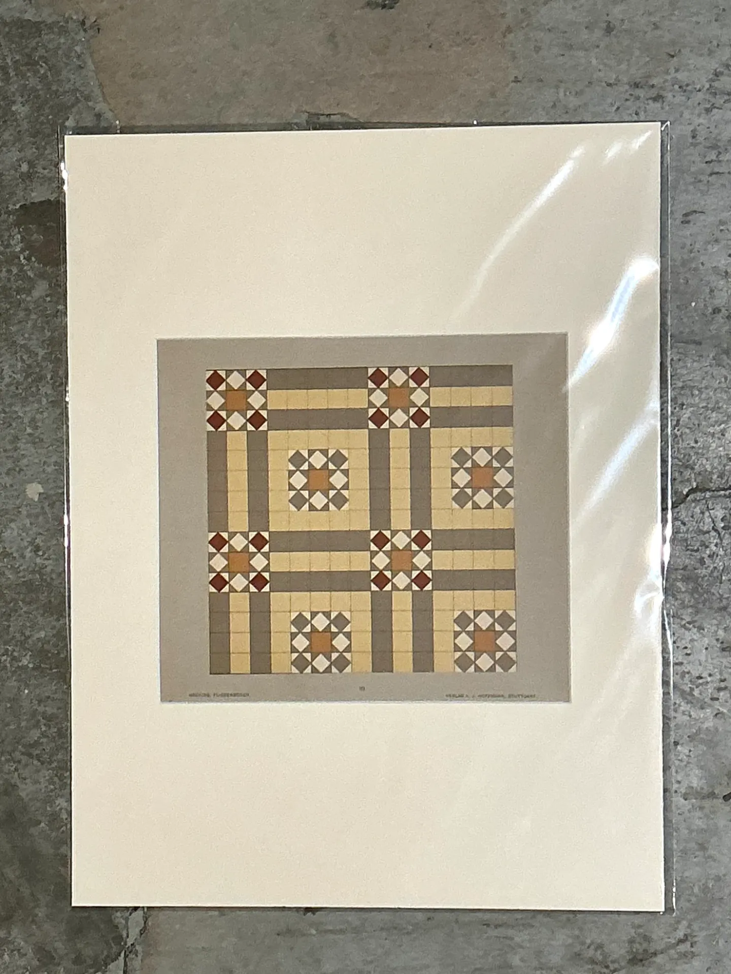 Vintage Geometric Tile Pattern Serigraph — additional photo 3