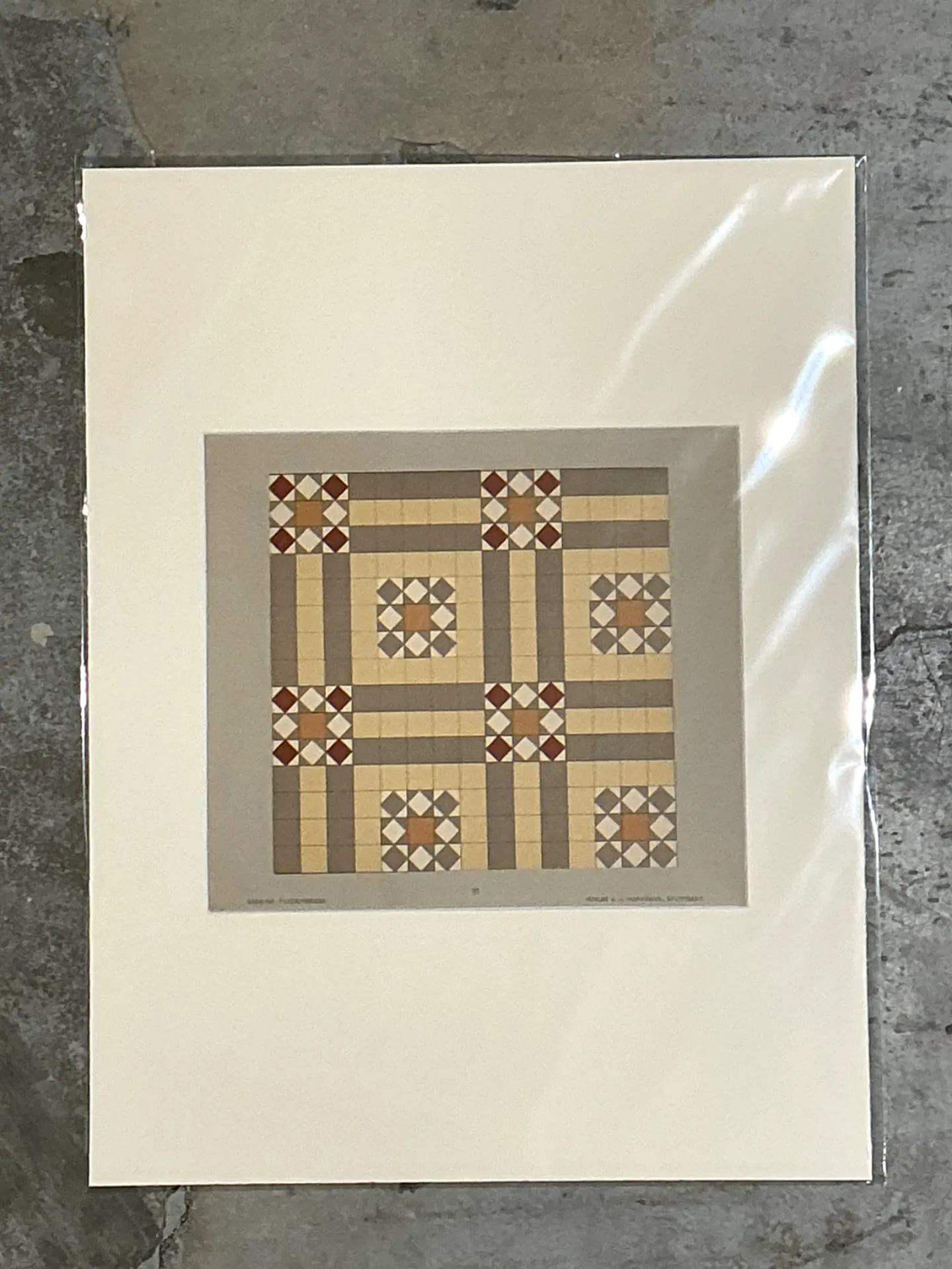 Vintage Geometric Tile Pattern Serigraph — additional photo 4