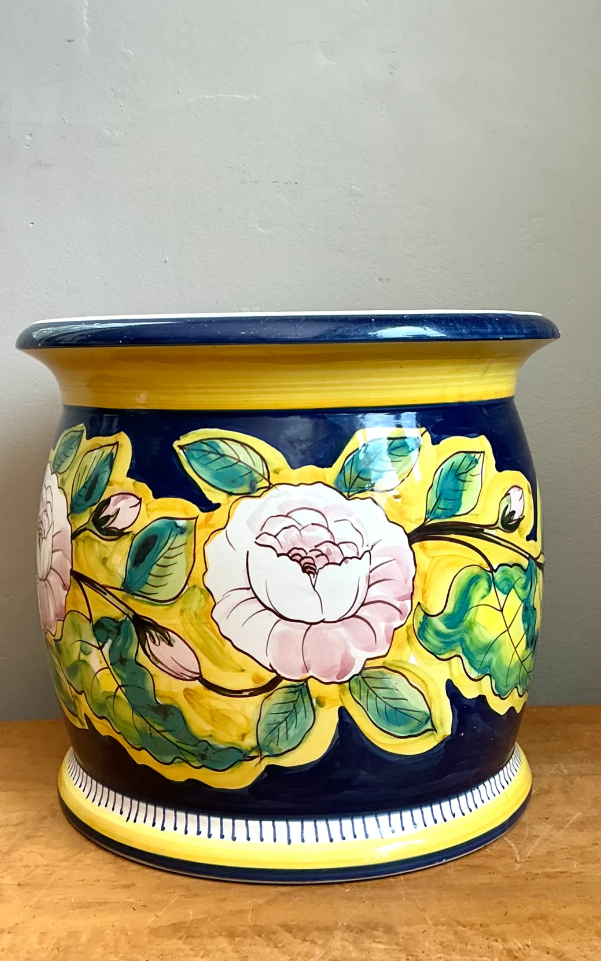 Hand Italian Painted Floral Ceramic Planter — additional photo 7