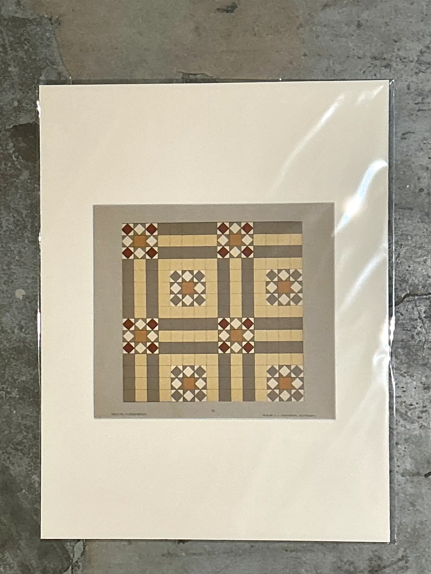 Vintage Geometric Tile Pattern Serigraph — additional photo 1