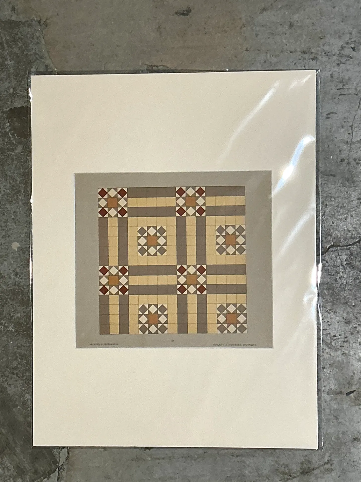 Vintage Geometric Tile Pattern Serigraph — additional photo 5