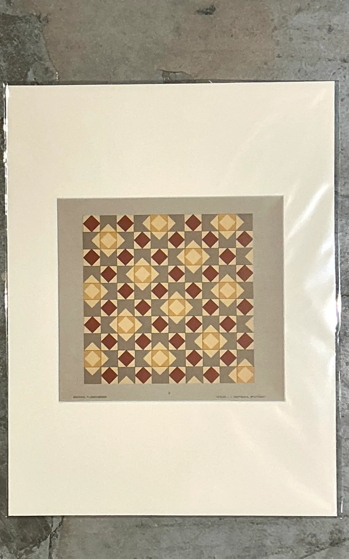 Vintage Geometric Tile Pattern Serigraph — additional photo 4
