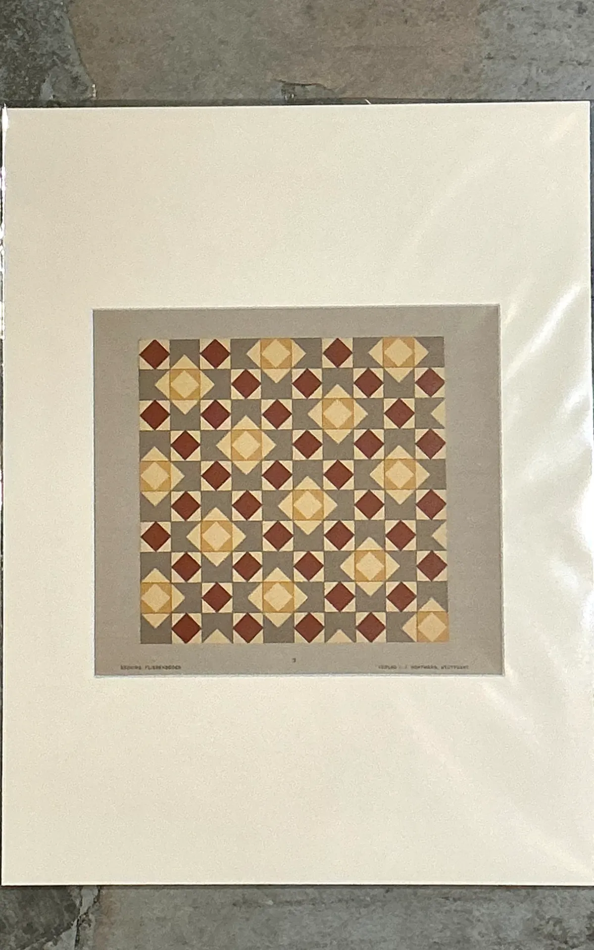 Vintage Geometric Tile Pattern Serigraph — additional photo 3