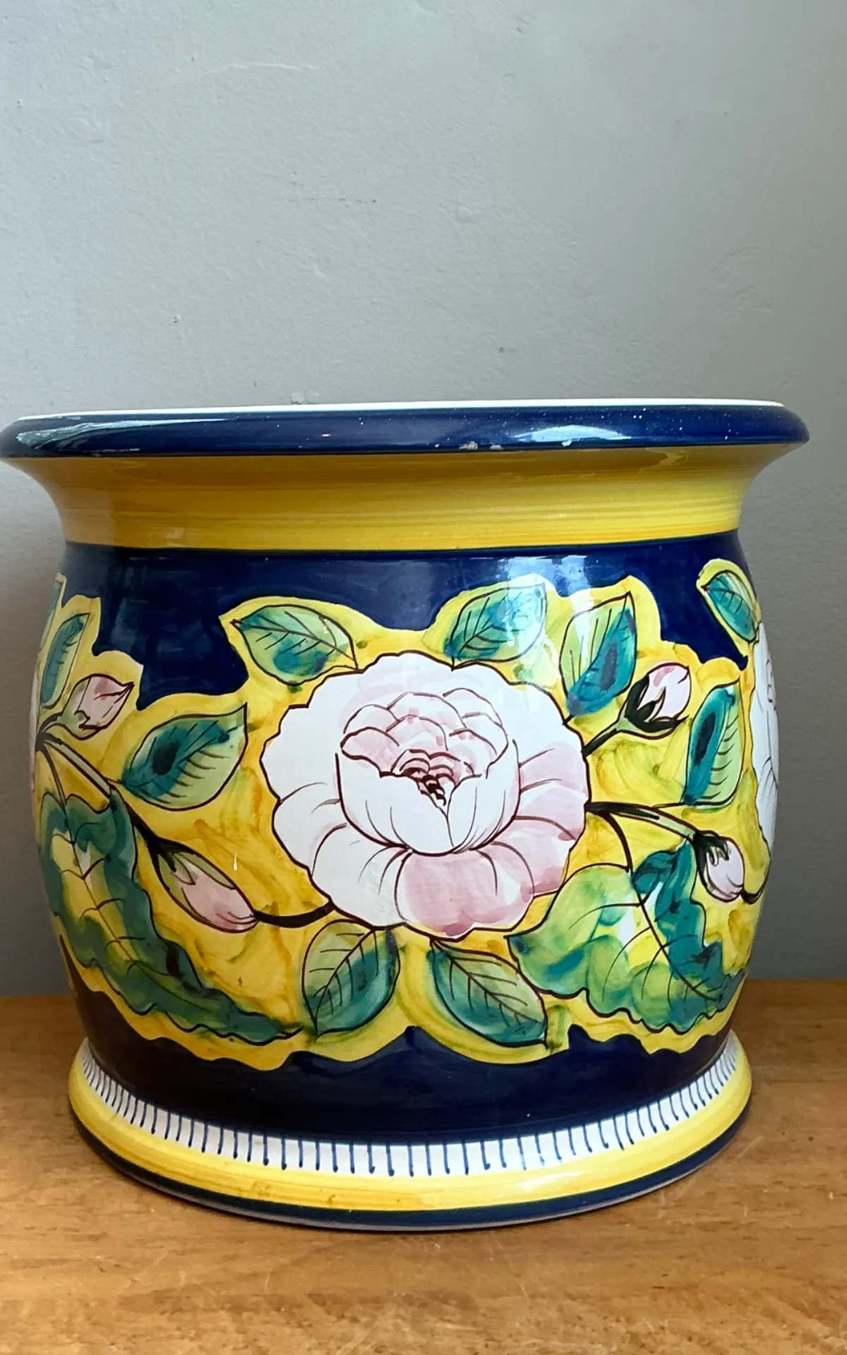 Hand Italian Painted Floral Ceramic Planter — additional photo 4