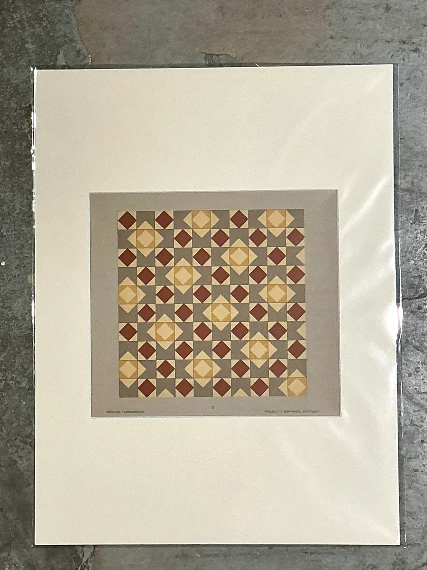 Vintage Geometric Tile Pattern Serigraph — additional photo 2