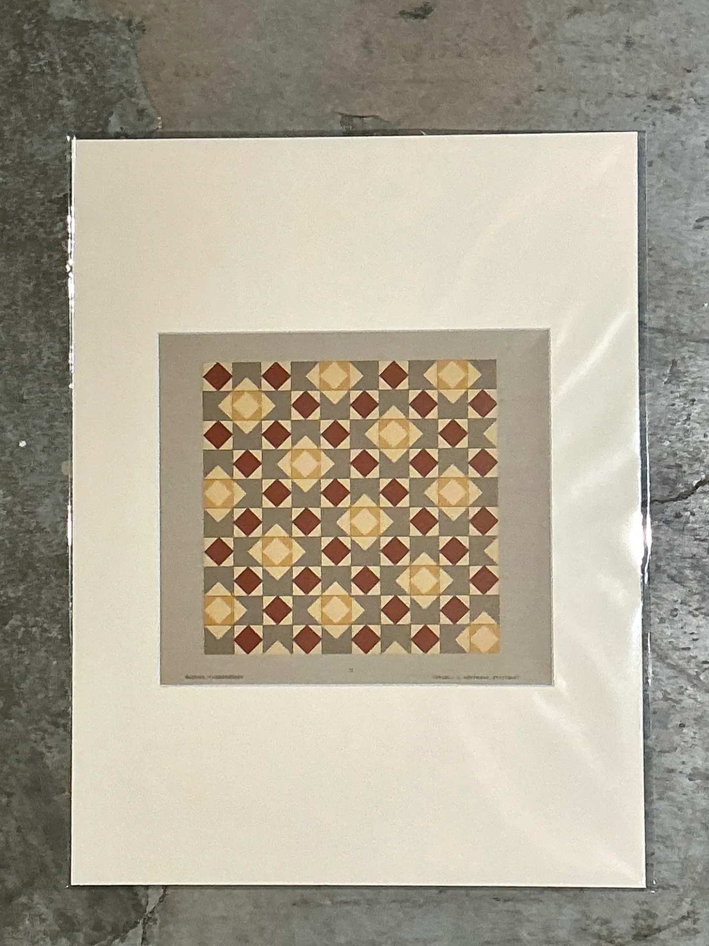 Vintage Geometric Tile Pattern Serigraph — additional photo 1