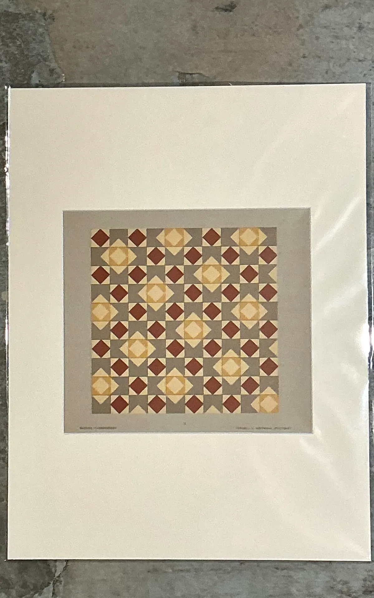 Vintage Geometric Tile Pattern Serigraph