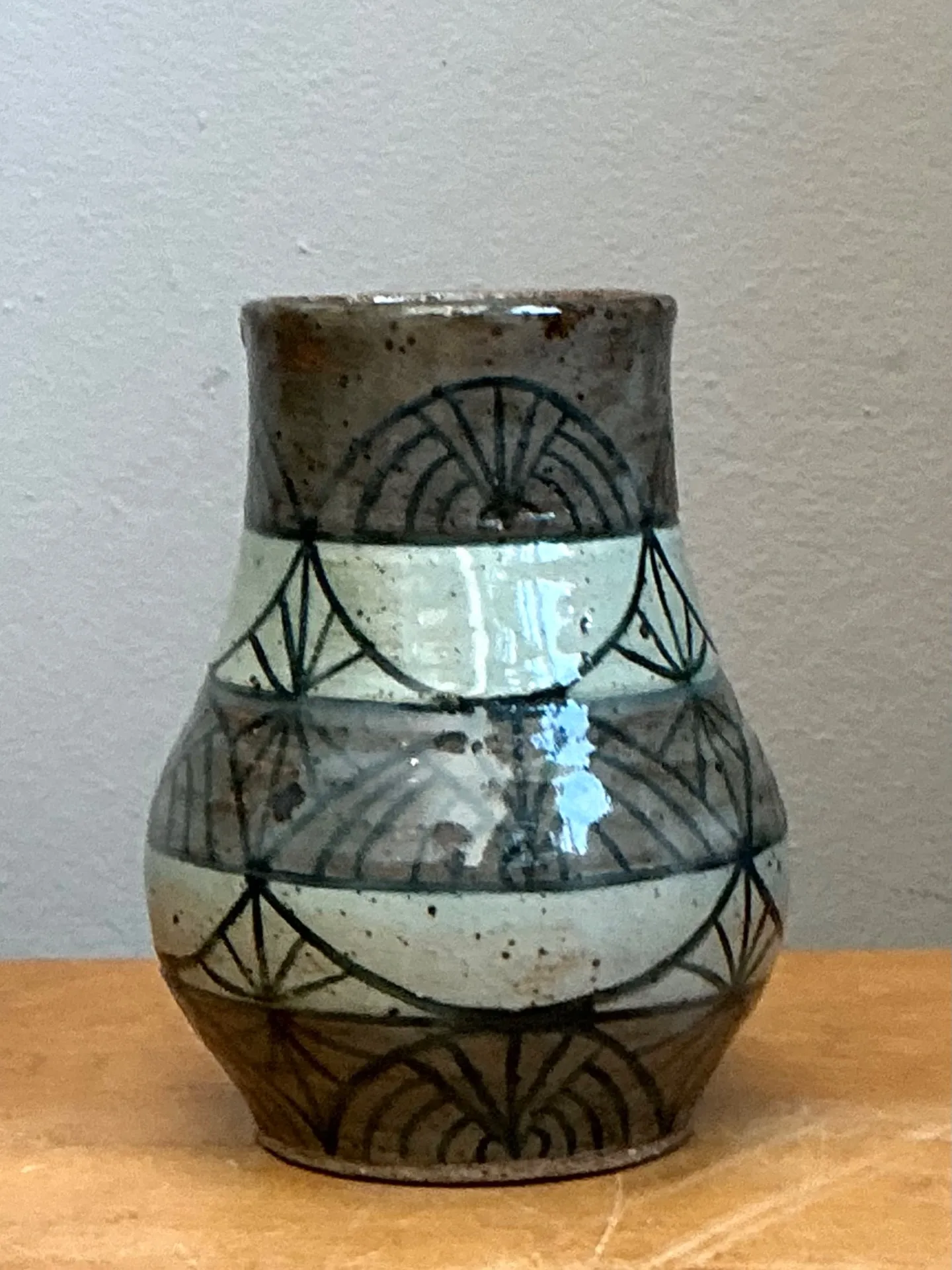 Vintage Handcrafted Geometric Ceramic Vase — additional photo 4