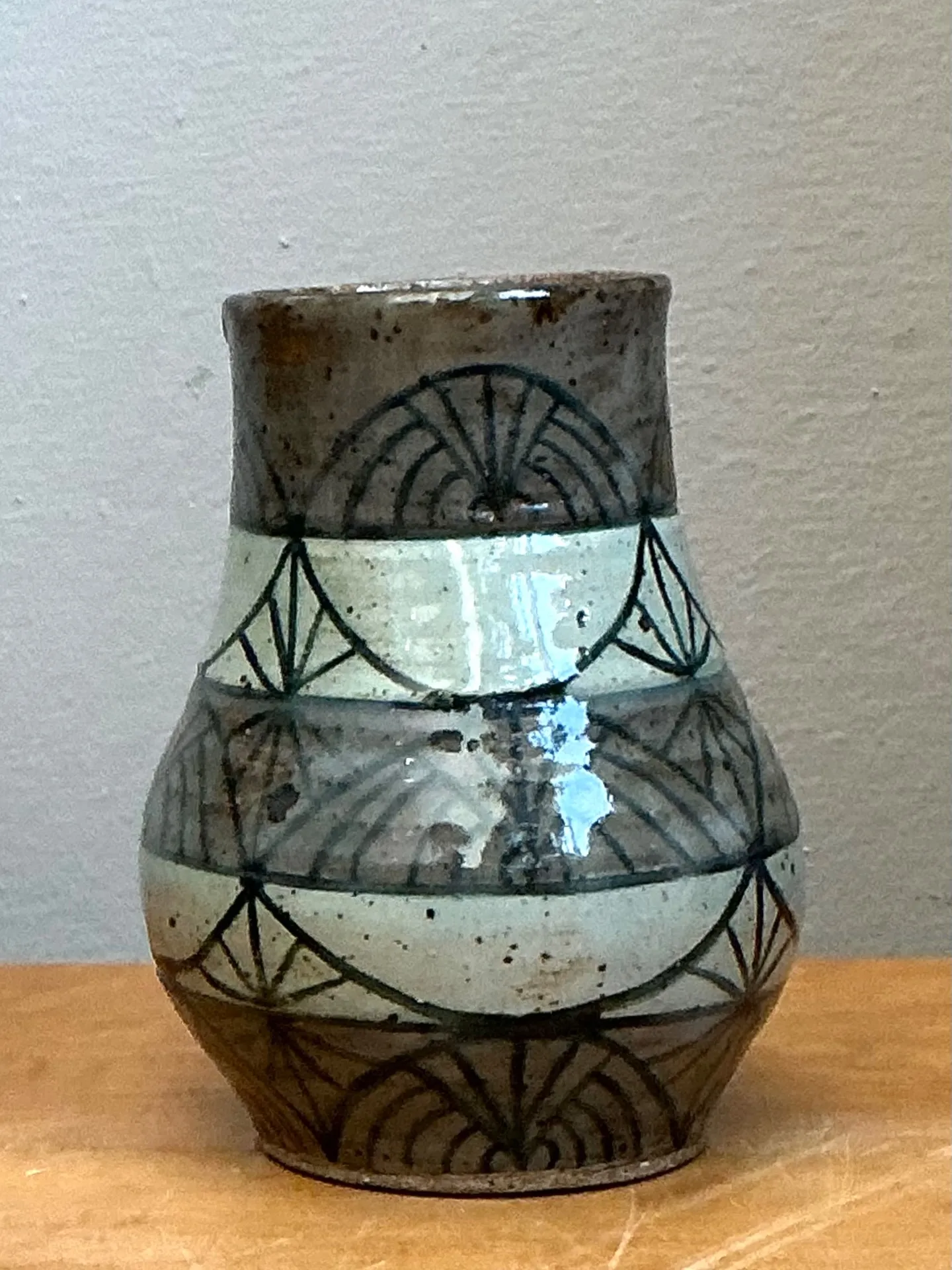 Vintage Handcrafted Geometric Ceramic Vase — additional photo 5