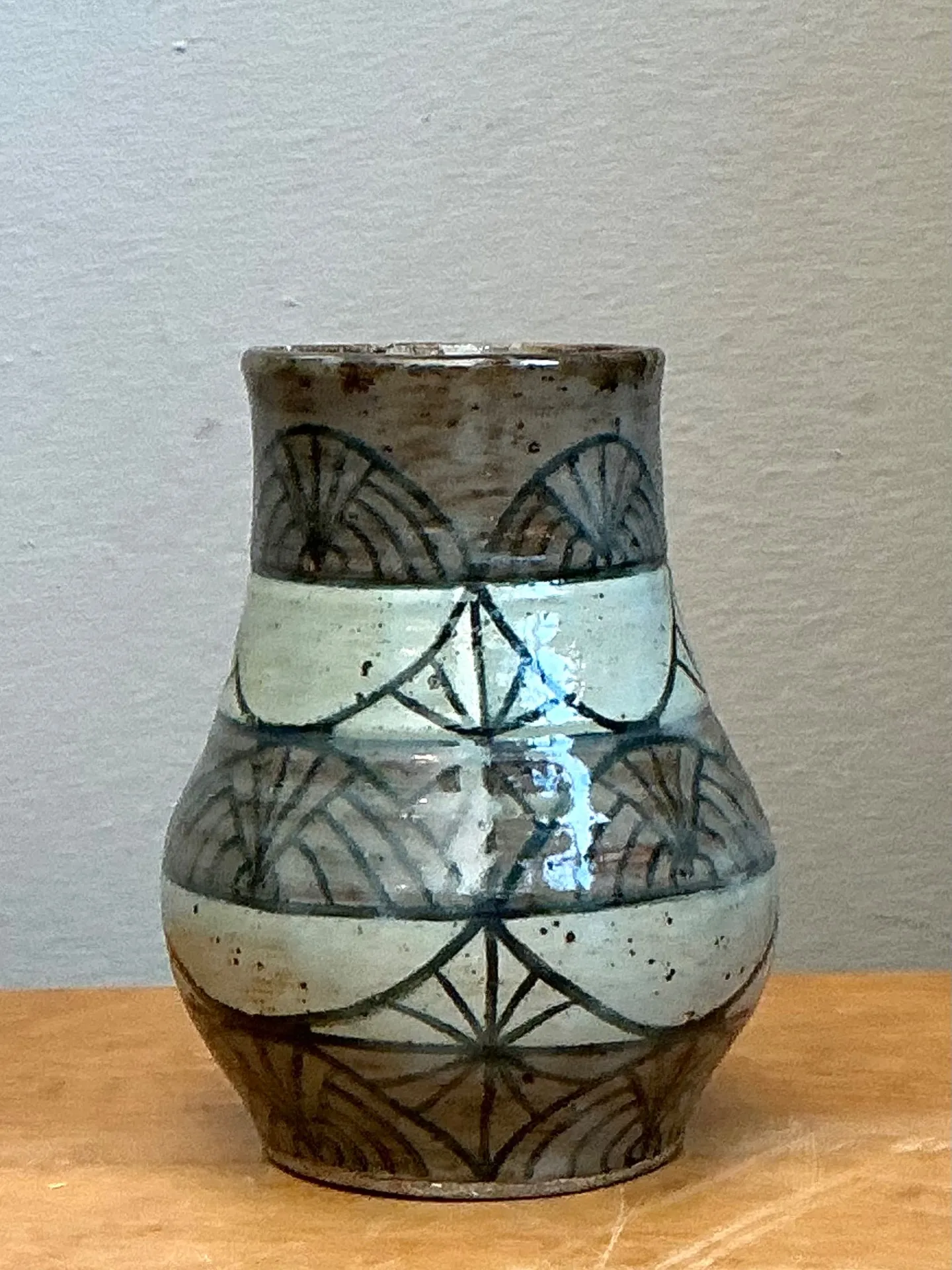 Vintage Handcrafted Geometric Ceramic Vase — additional photo 8