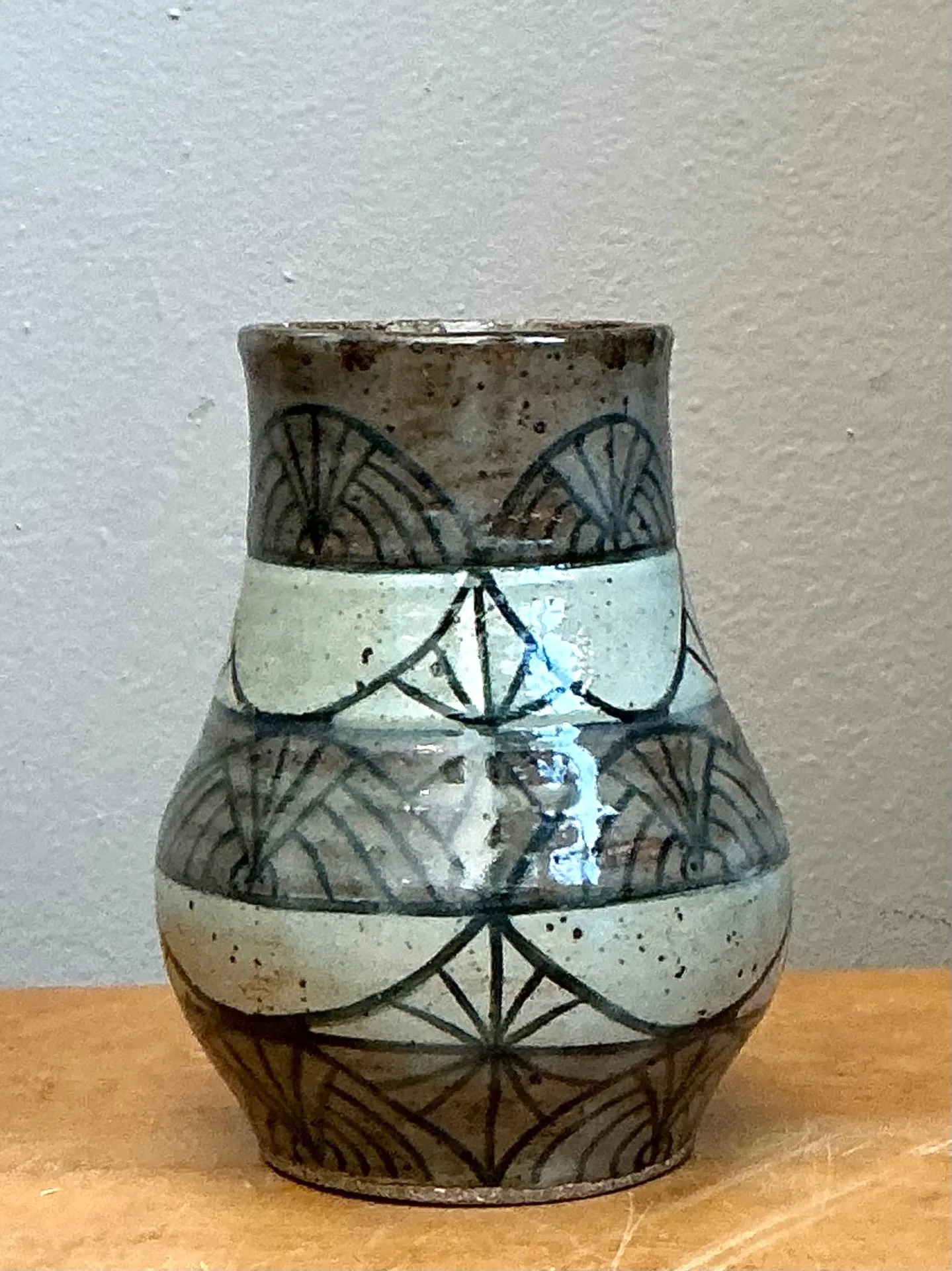 Vintage Handcrafted Geometric Ceramic Vase — additional photo 7
