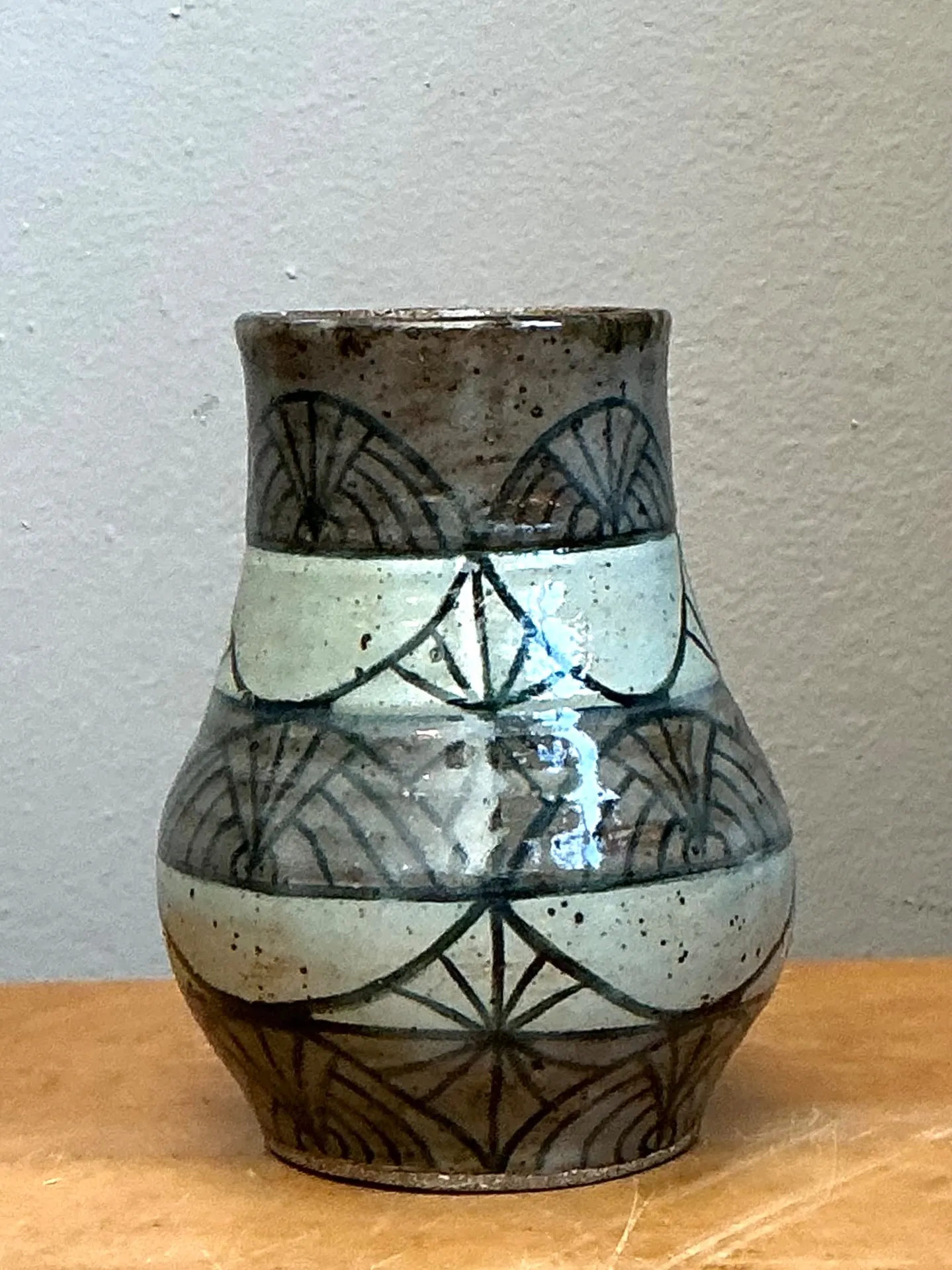 Vintage Handcrafted Geometric Ceramic Vase — additional photo 1
