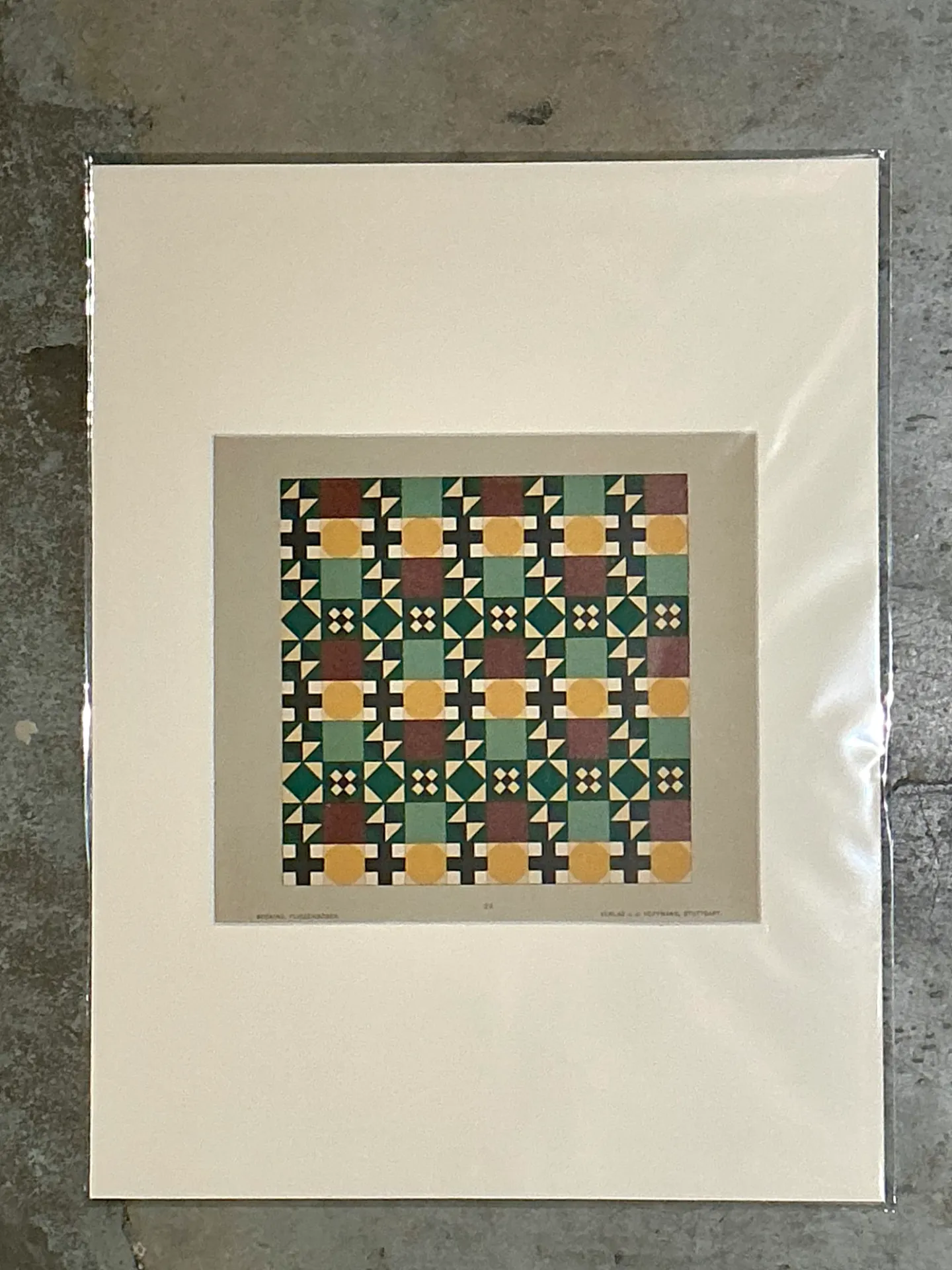 Vintage Geometric Tile Pattern Serigraph — additional photo 1