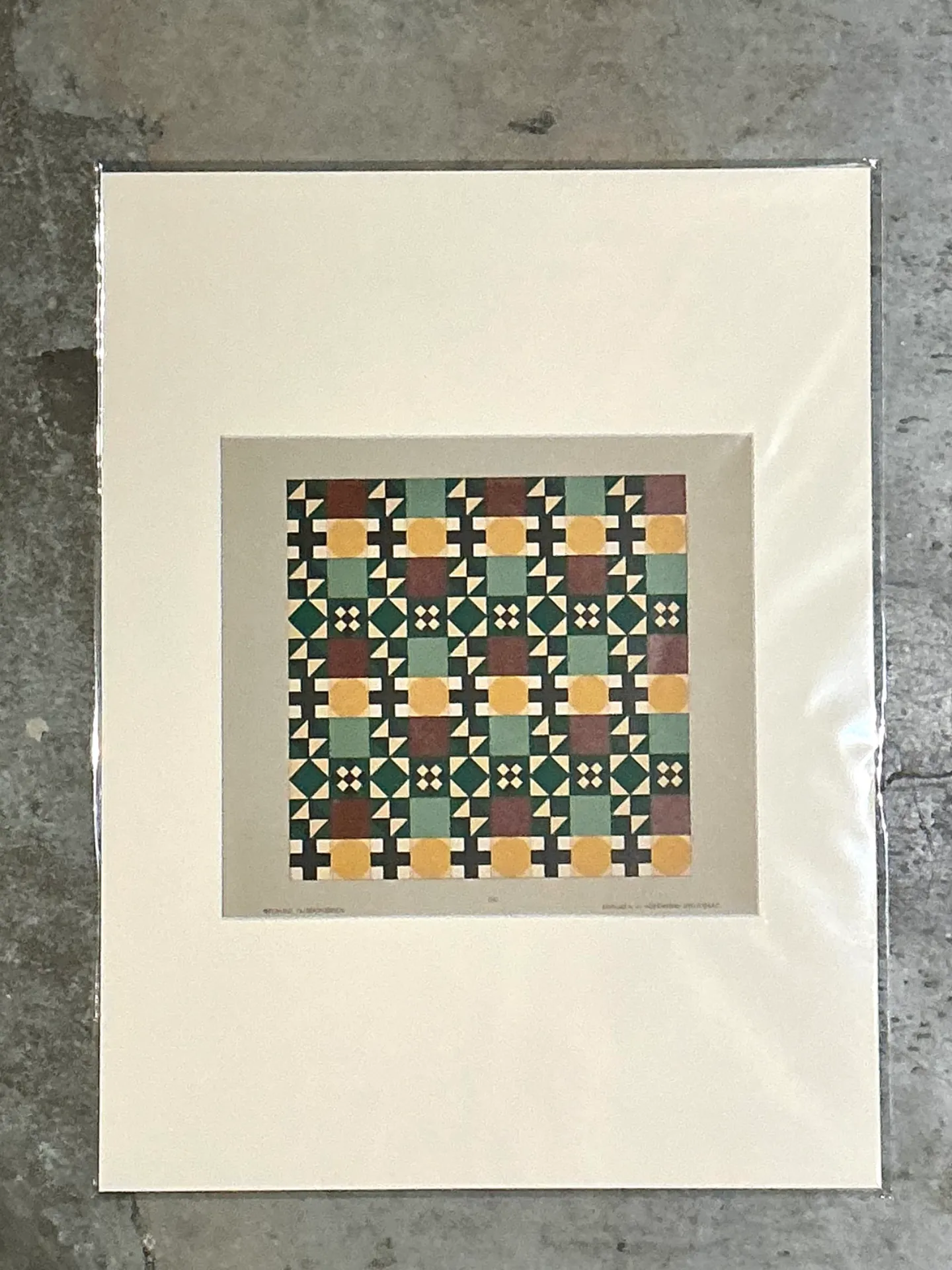 Vintage Geometric Tile Pattern Serigraph — additional photo 2