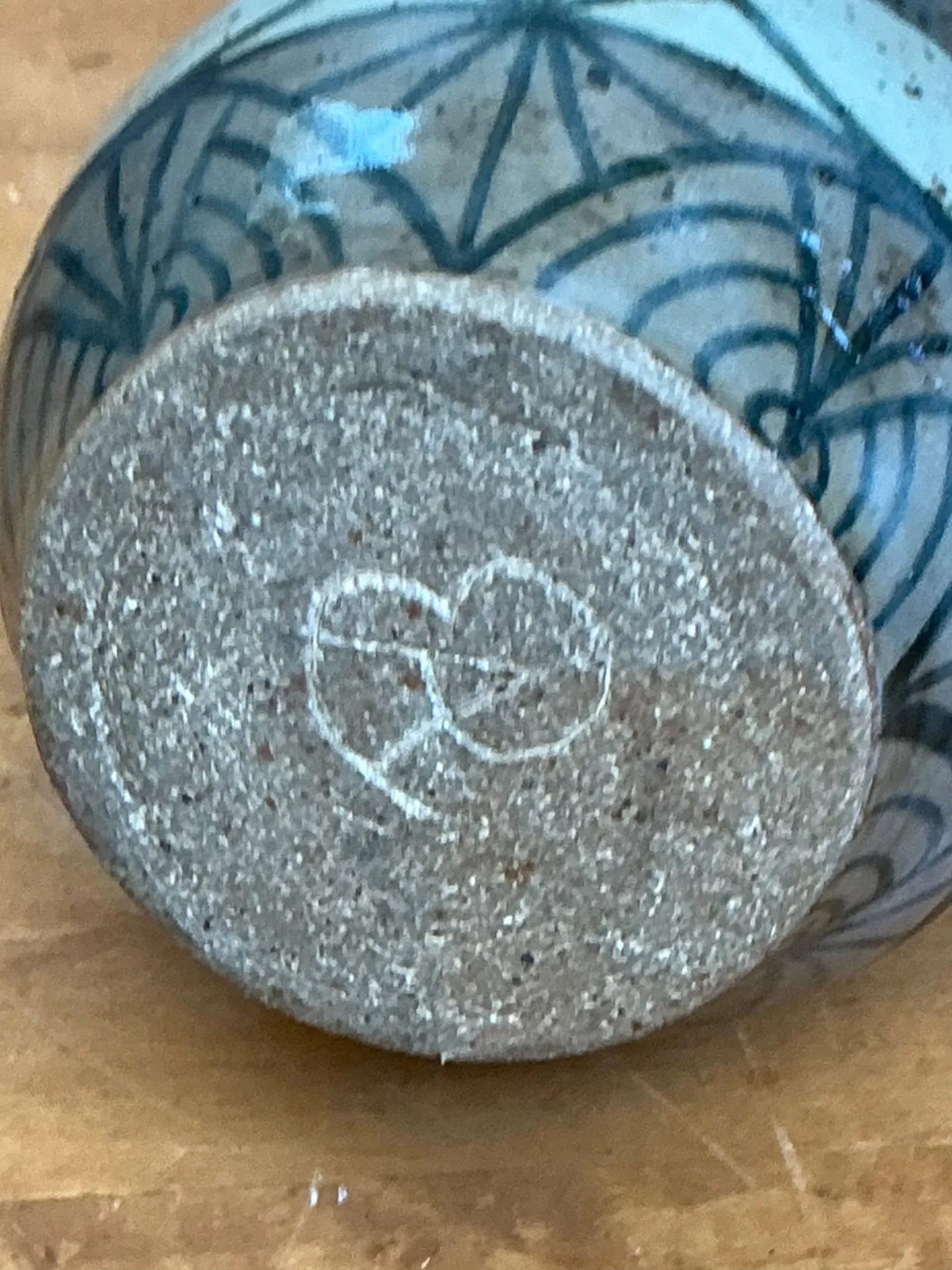 Vintage Handcrafted Geometric Ceramic Vase — additional photo 3