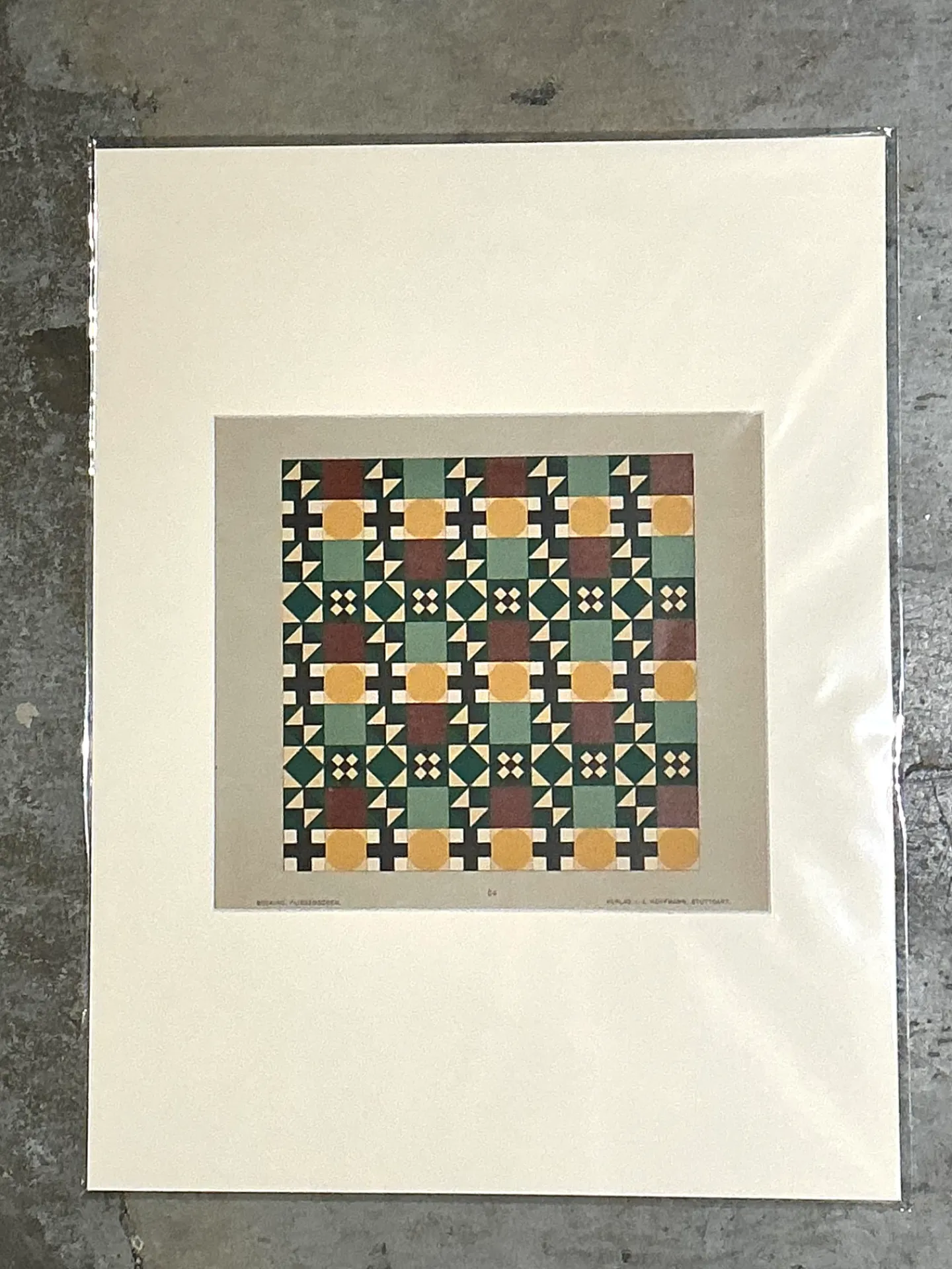Vintage Geometric Tile Pattern Serigraph — additional photo 3