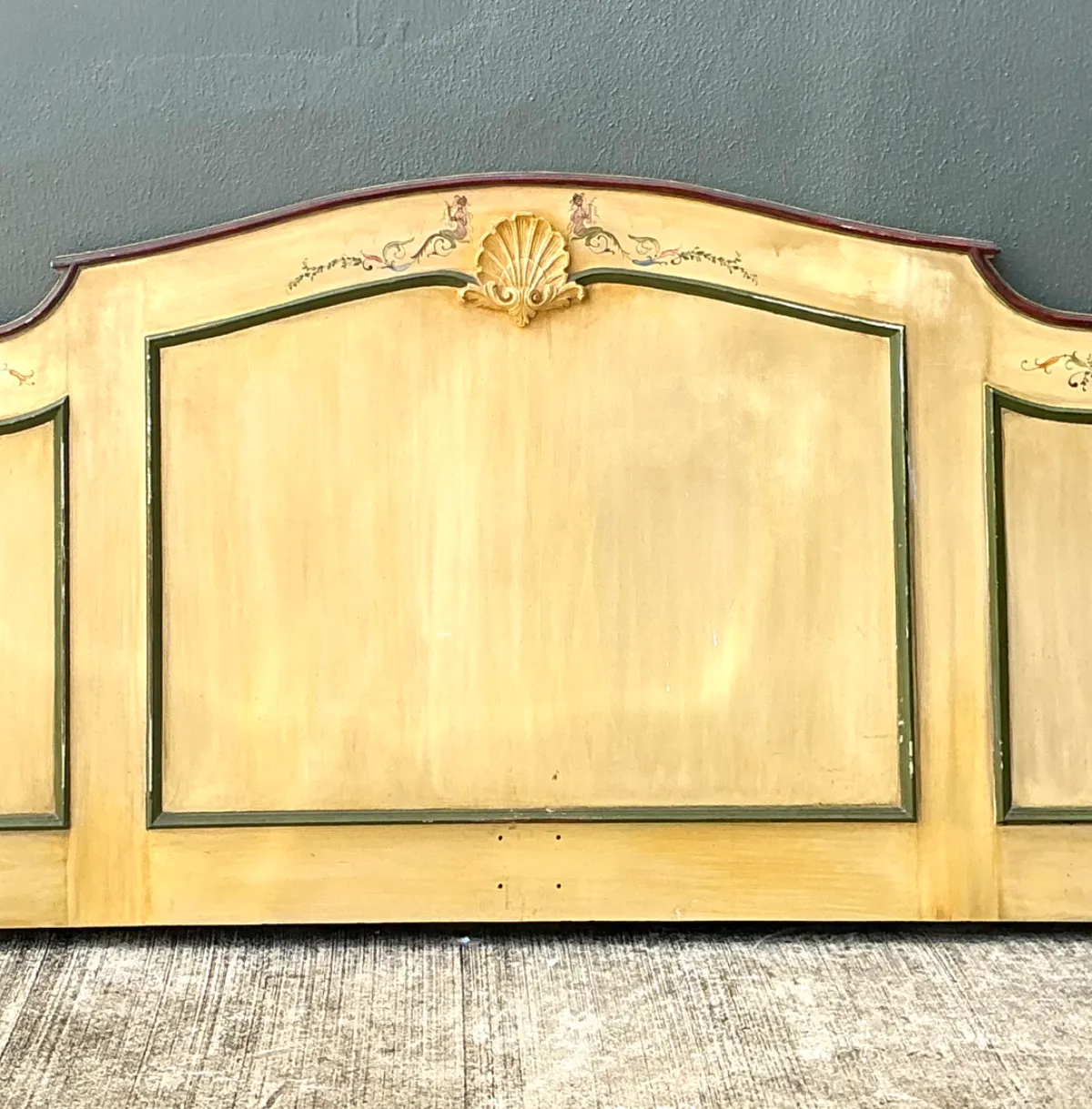 Vintage Hand-Painted Wood Queen Headboard — additional photo 2
