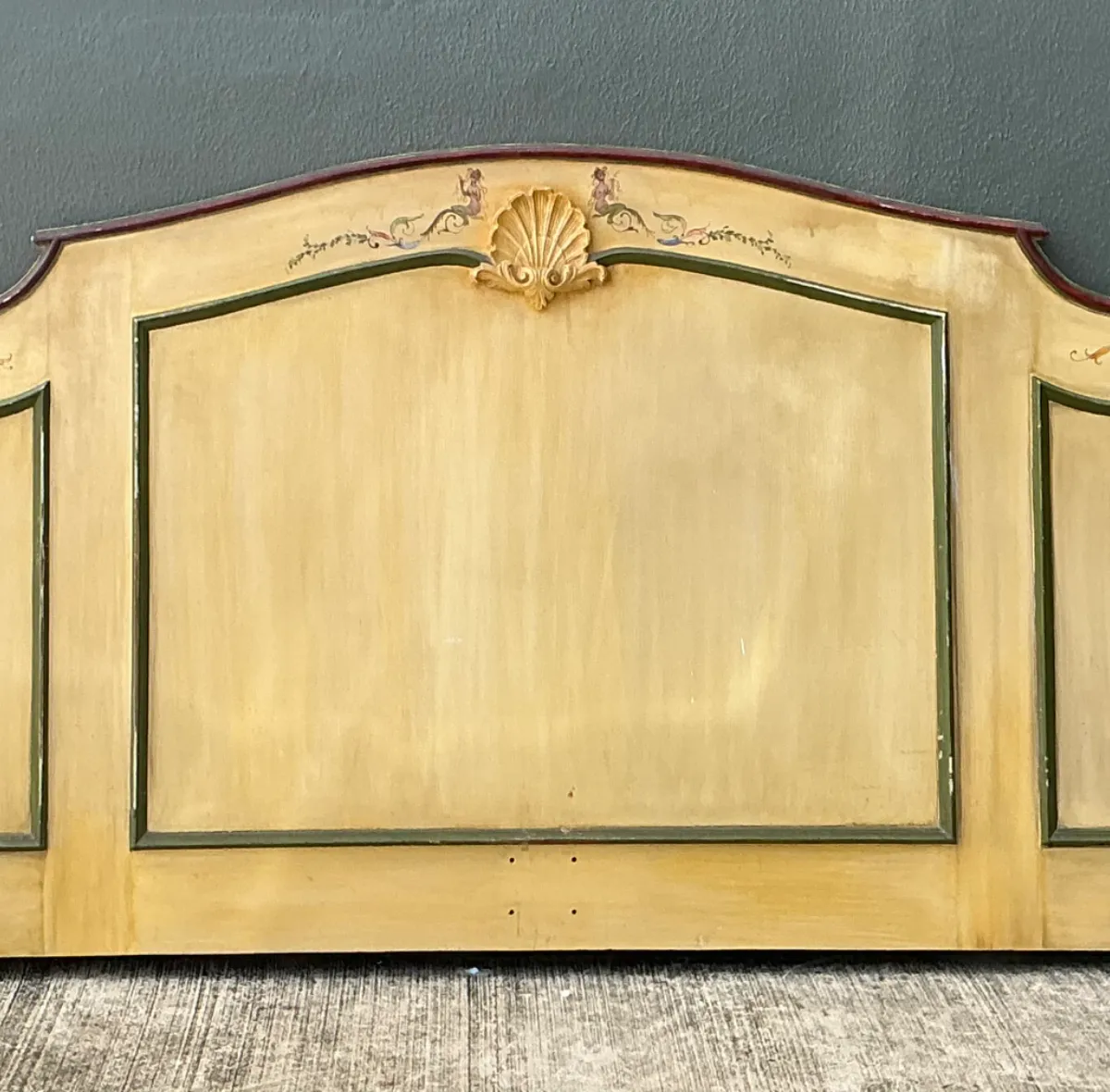 Vintage Hand-Painted Wood Queen Headboard — additional photo 4