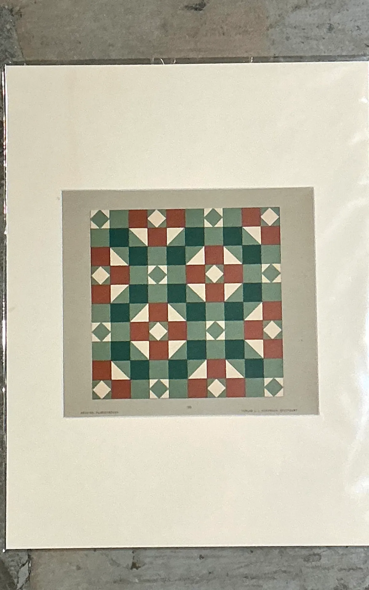 Vintage Geometric Tile Pattern Serigraph — additional photo 3