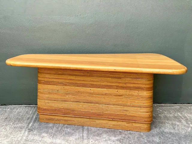 Vintage Pencil Reed and Wood Surfboard Desk — additional photo 3