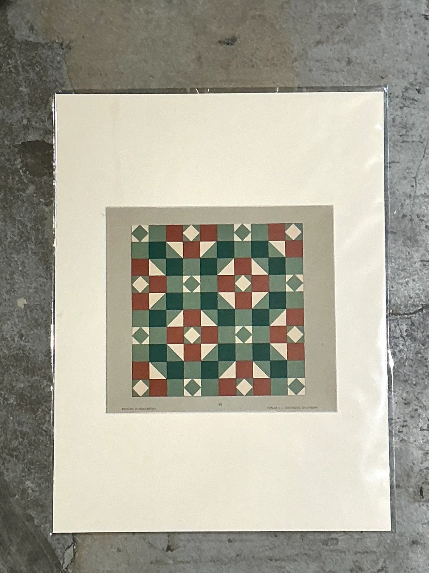 Vintage Geometric Tile Pattern Serigraph — additional photo 1