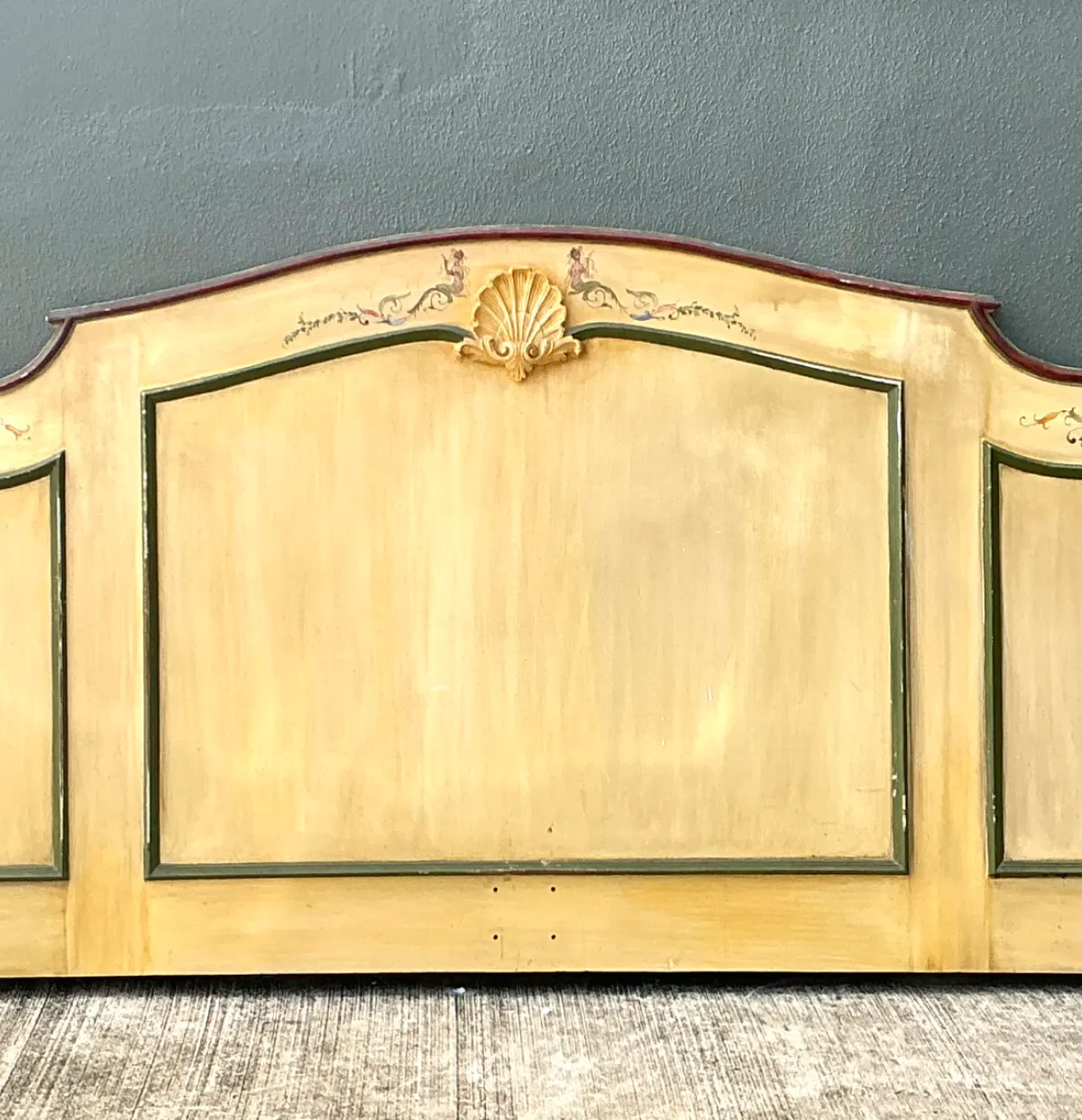 Vintage Hand-Painted Wood Queen Headboard — additional photo 8