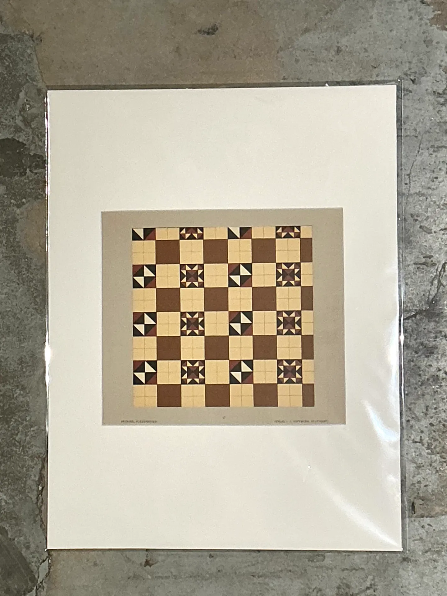 Vintage Geometric Tile Pattern Serigraph — additional photo 4