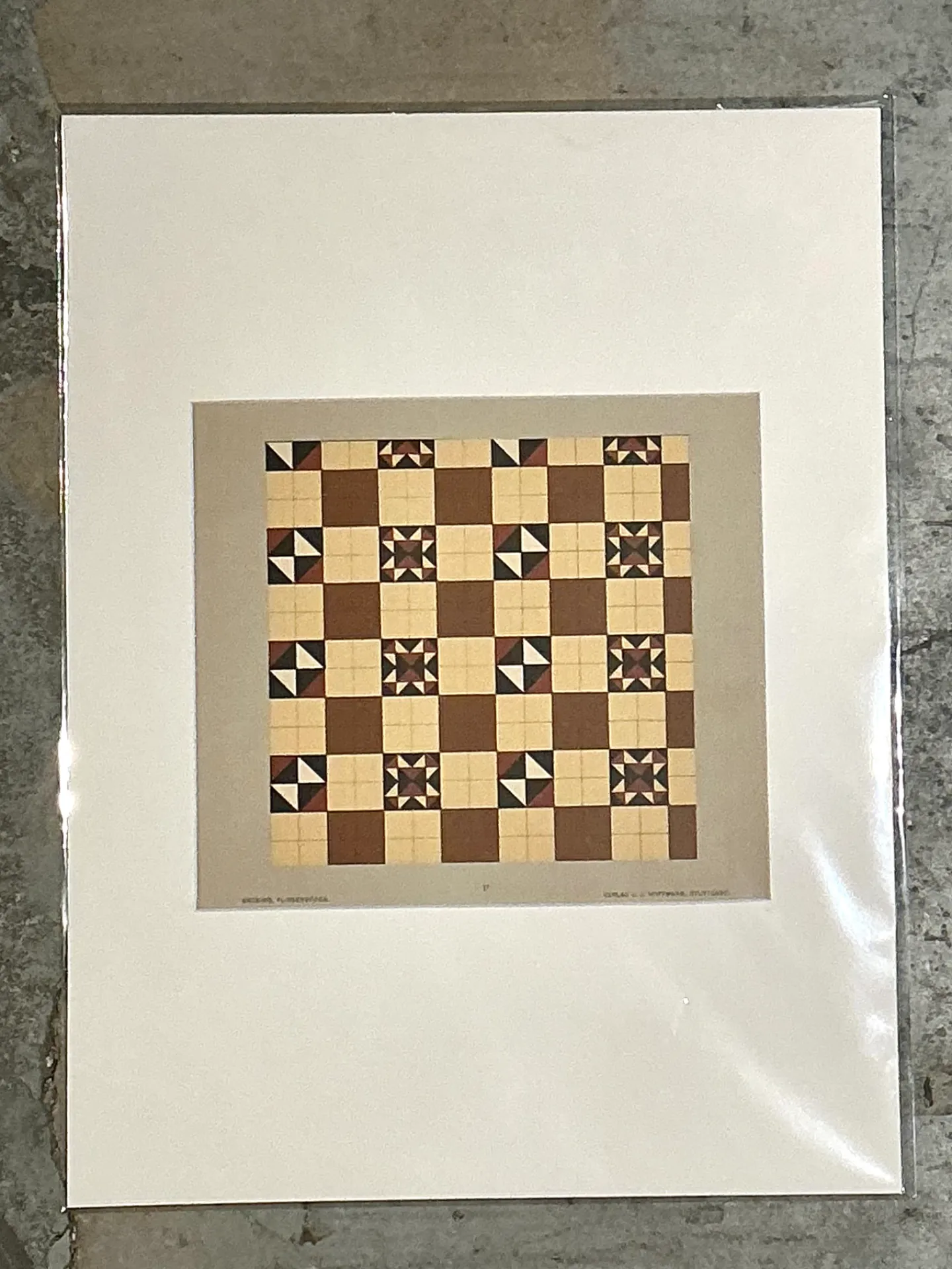 Vintage Geometric Tile Pattern Serigraph — additional photo 1