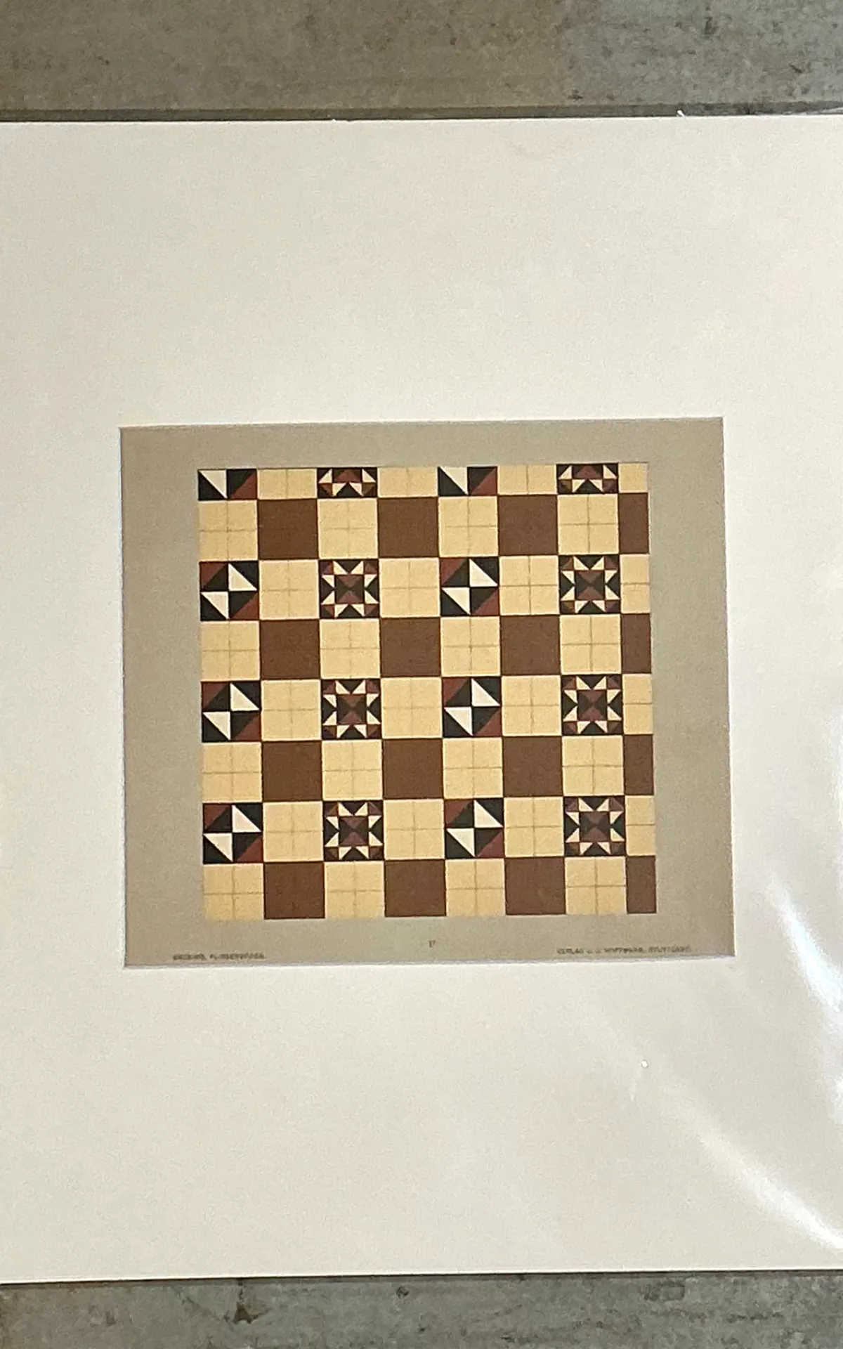 Vintage Geometric Tile Pattern Serigraph