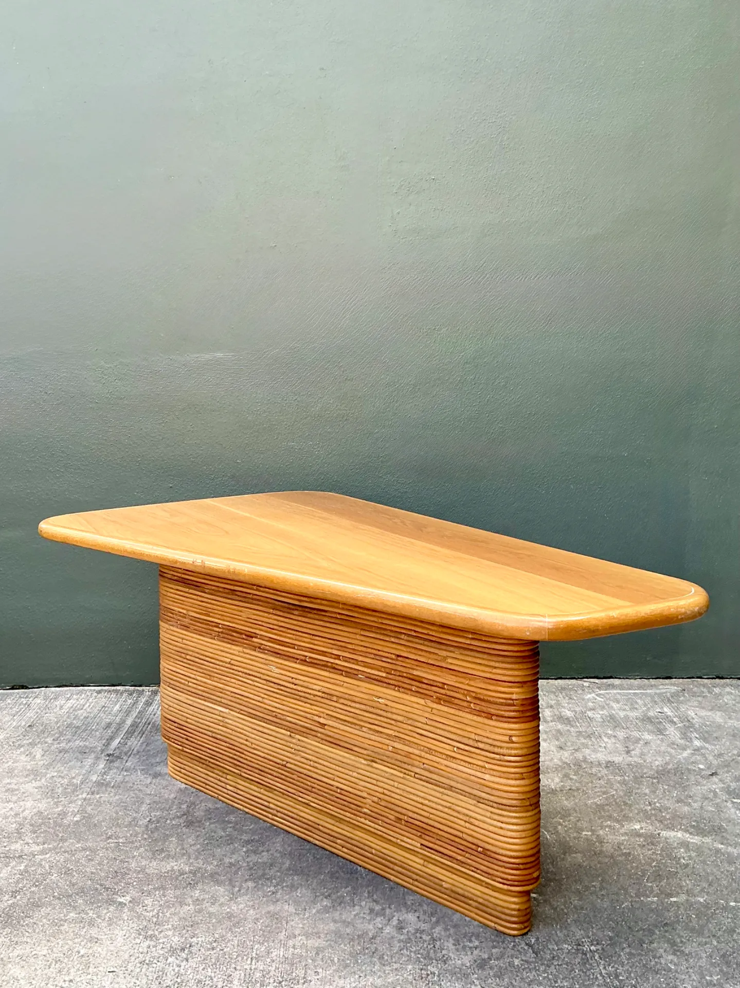 Vintage Pencil Reed and Wood Surfboard Desk — additional photo 2