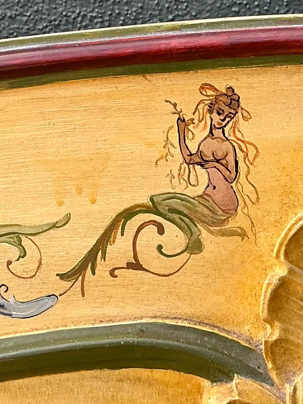 Vintage Hand-Painted Wood Queen Headboard — additional photo 5