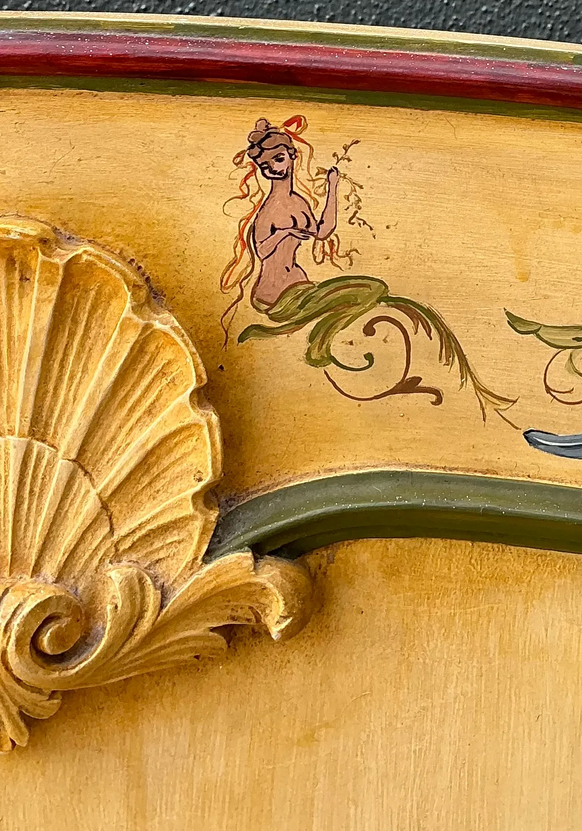Vintage Hand-Painted Wood Queen Headboard — additional photo 7