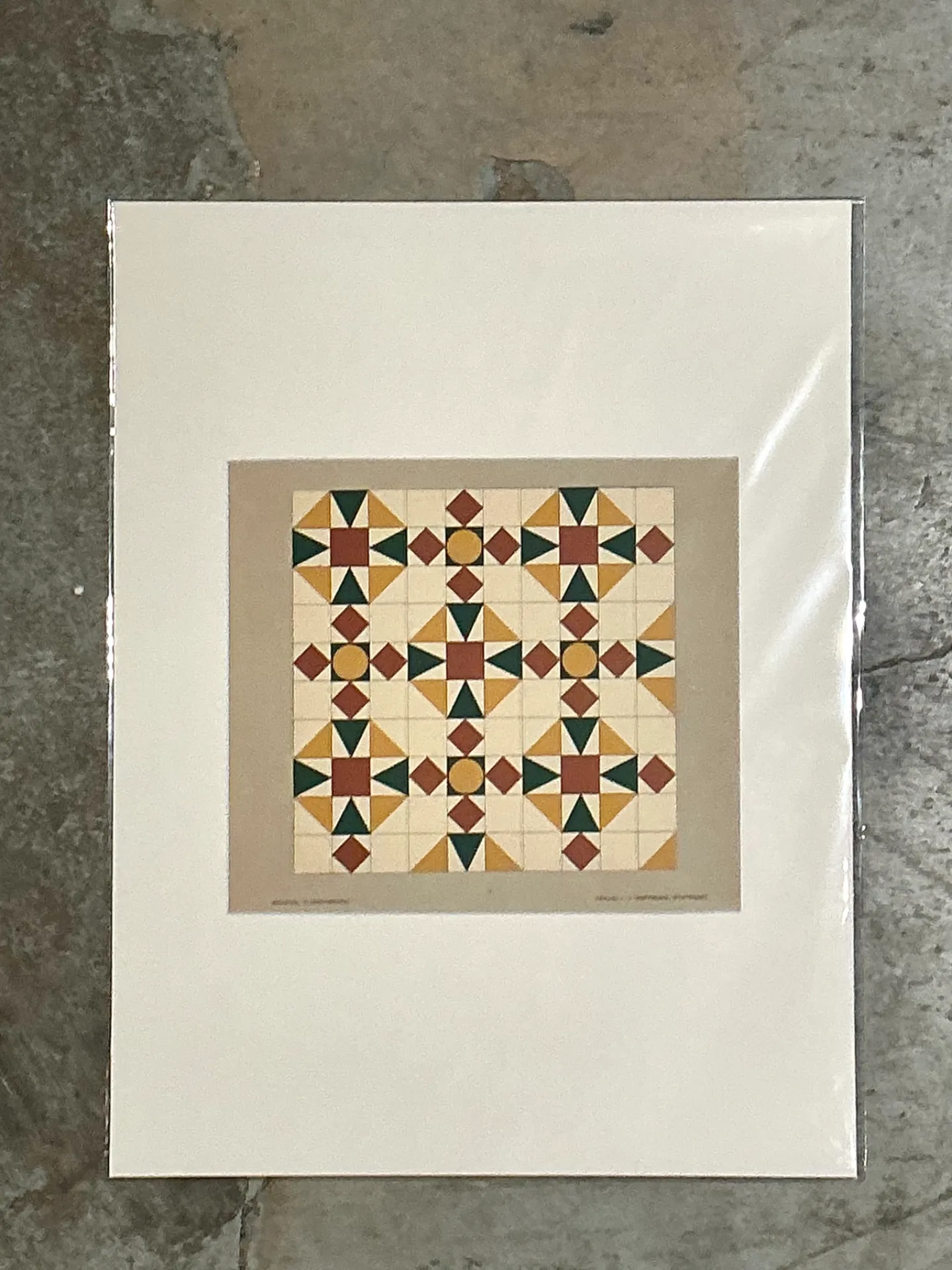Vintage Geometric Tile Pattern Serigraph — additional photo 2