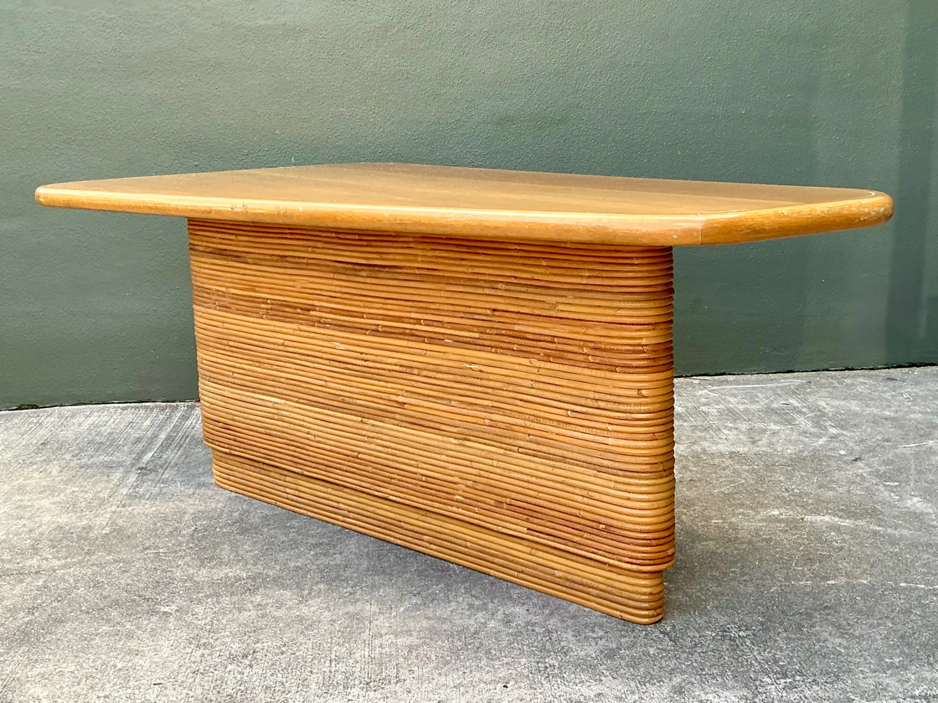 Vintage Pencil Reed and Wood Surfboard Desk — additional photo 6