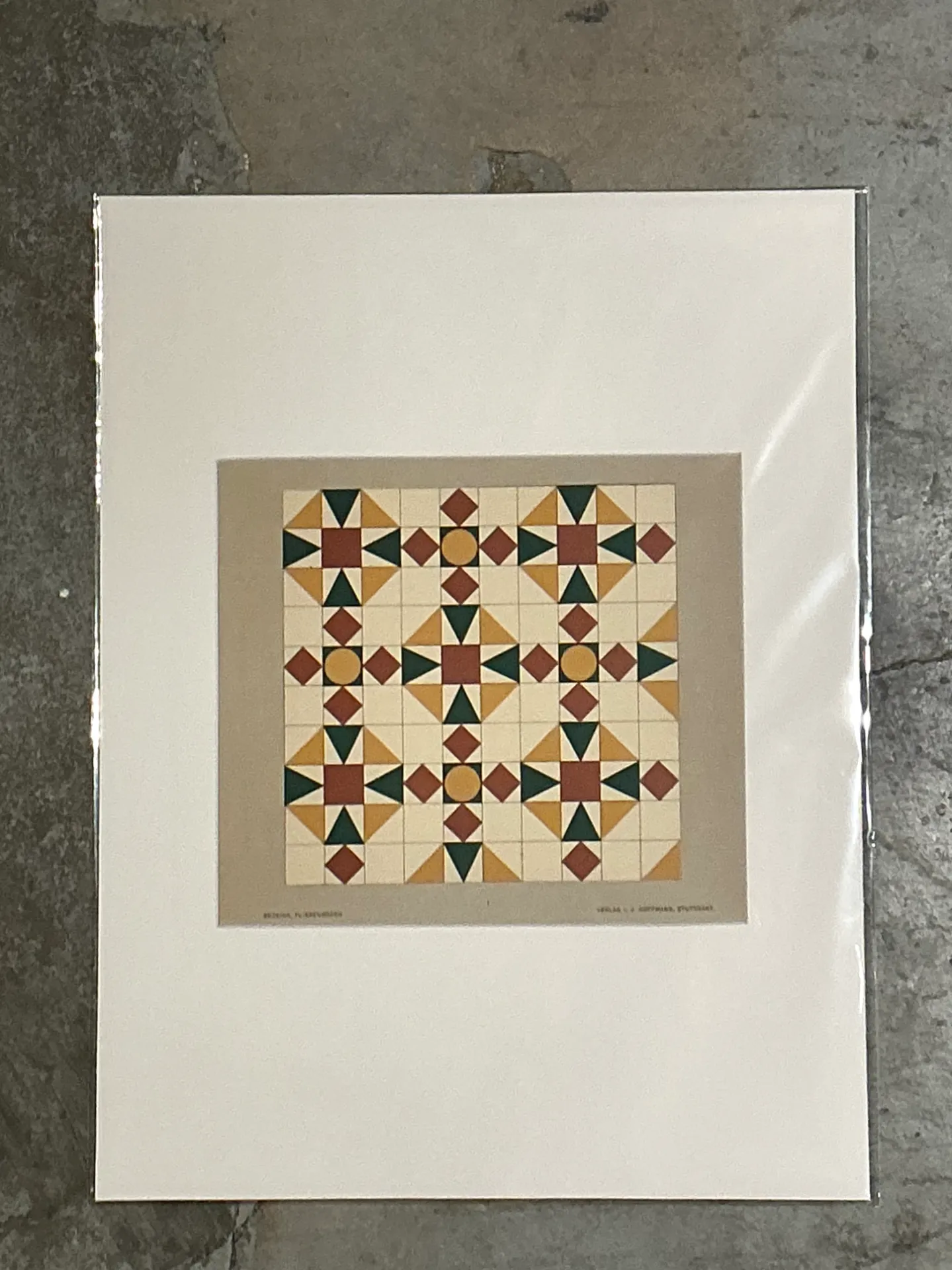 Vintage Geometric Tile Pattern Serigraph — additional photo 4