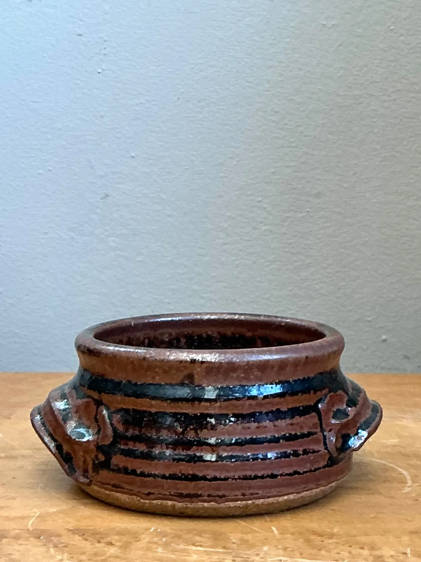 Vintage Striped Ceramic Pottery Bowl — additional photo 4