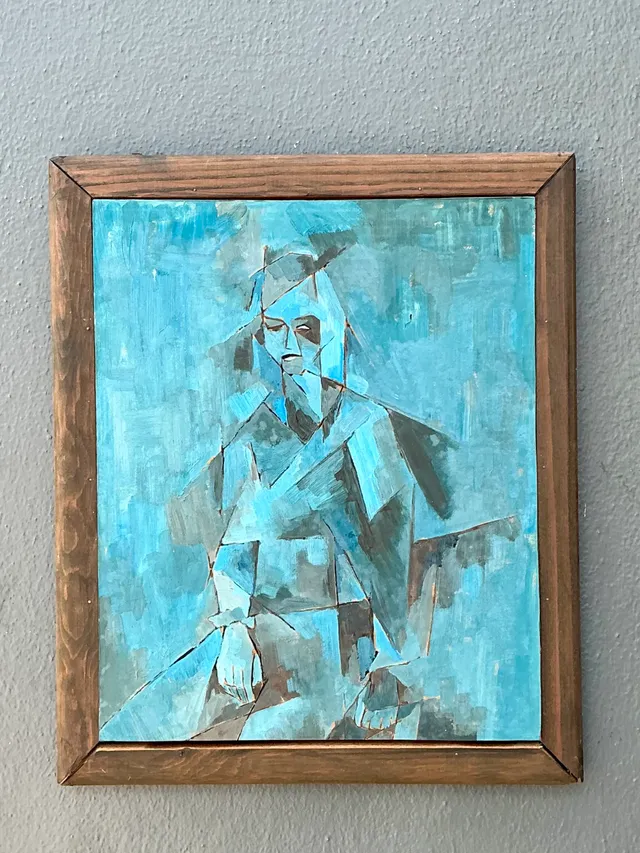 Vintage Abstract Cubist Painting — additional photo 1