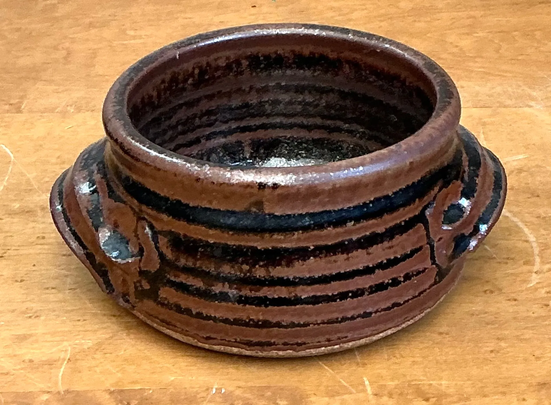Vintage Striped Ceramic Pottery Bowl — additional photo 1