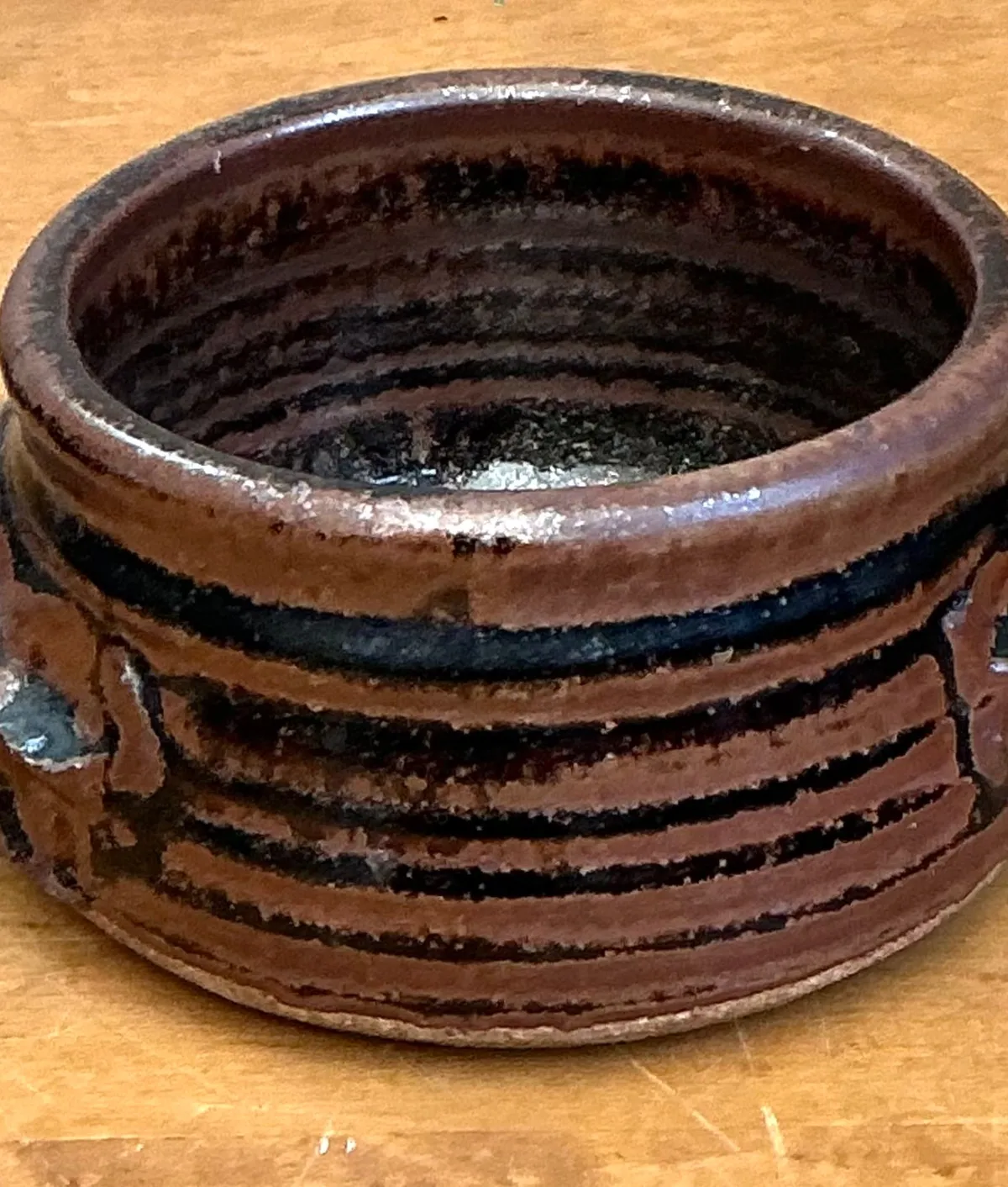 Vintage Striped Ceramic Pottery Bowl