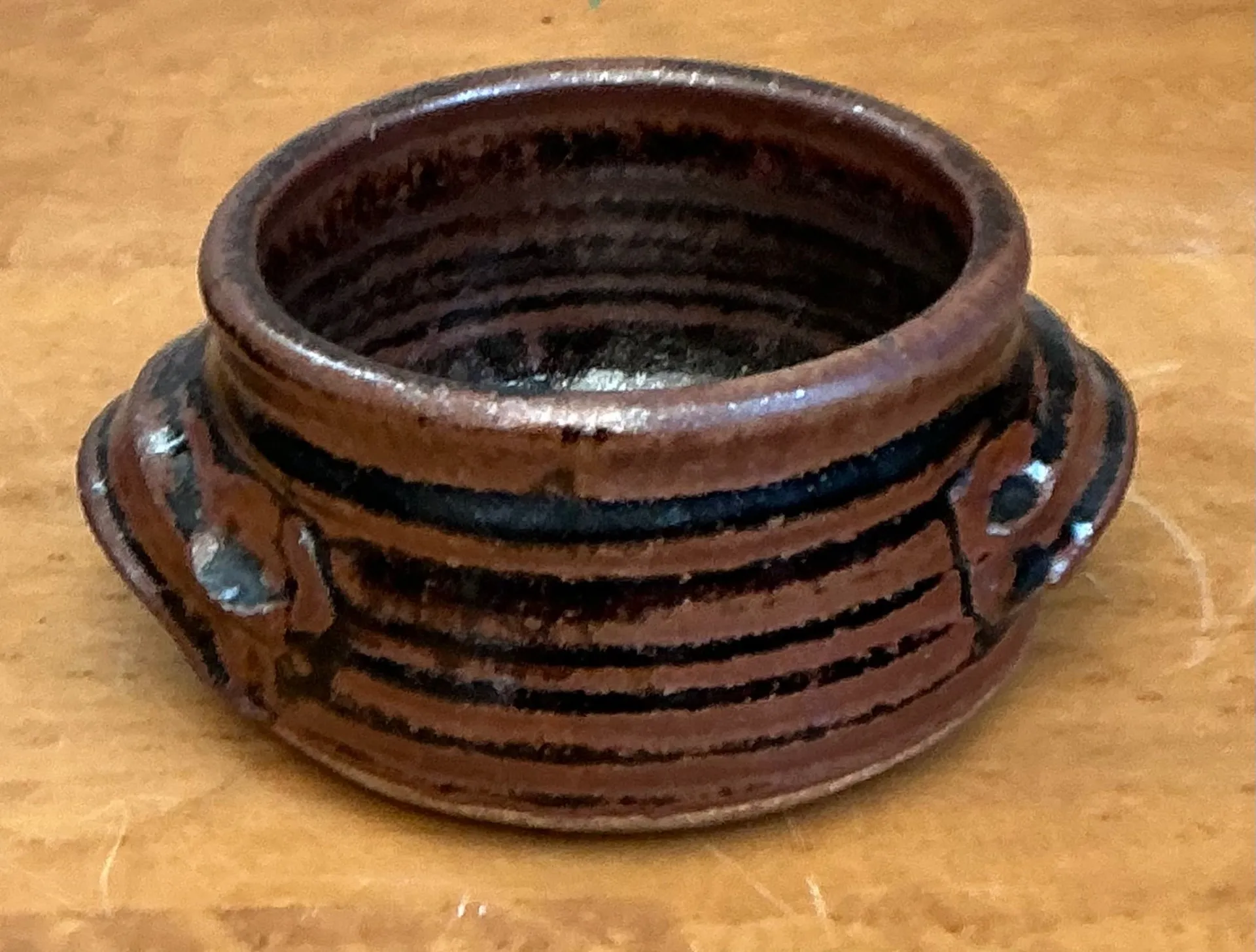 Vintage Striped Ceramic Pottery Bowl — additional photo 5