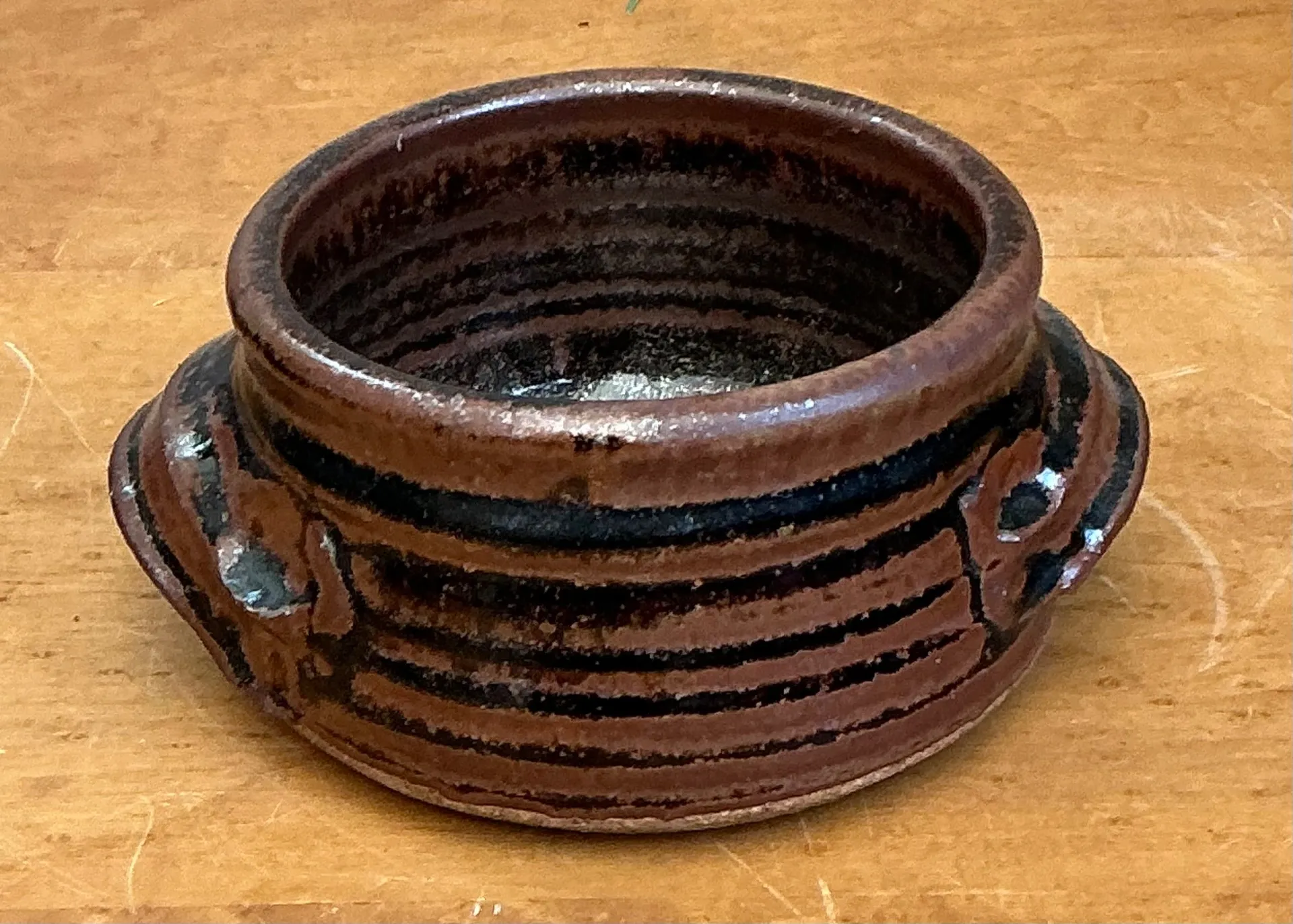 Vintage Striped Ceramic Pottery Bowl — additional photo 6