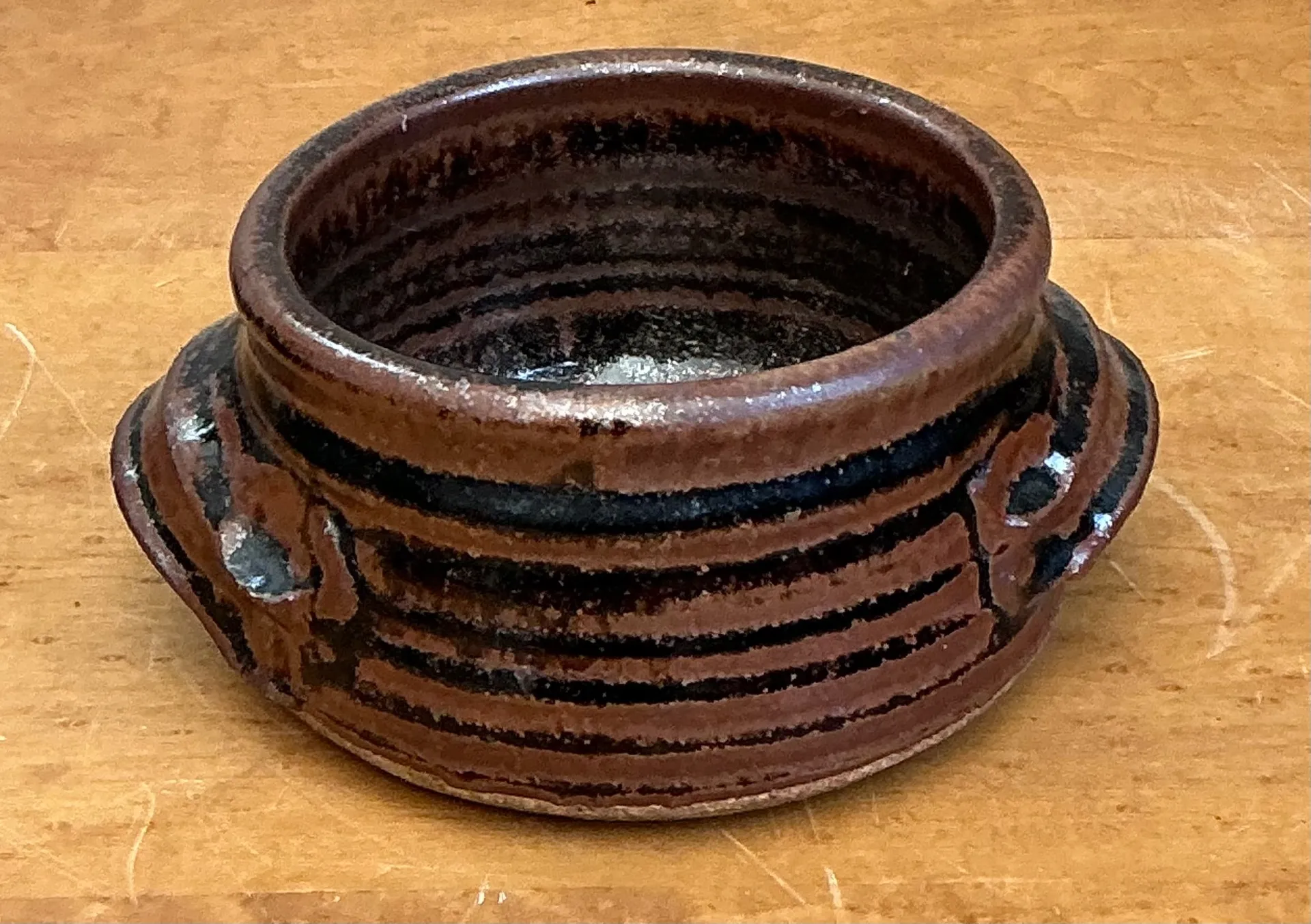 Vintage Striped Ceramic Pottery Bowl — additional photo 3