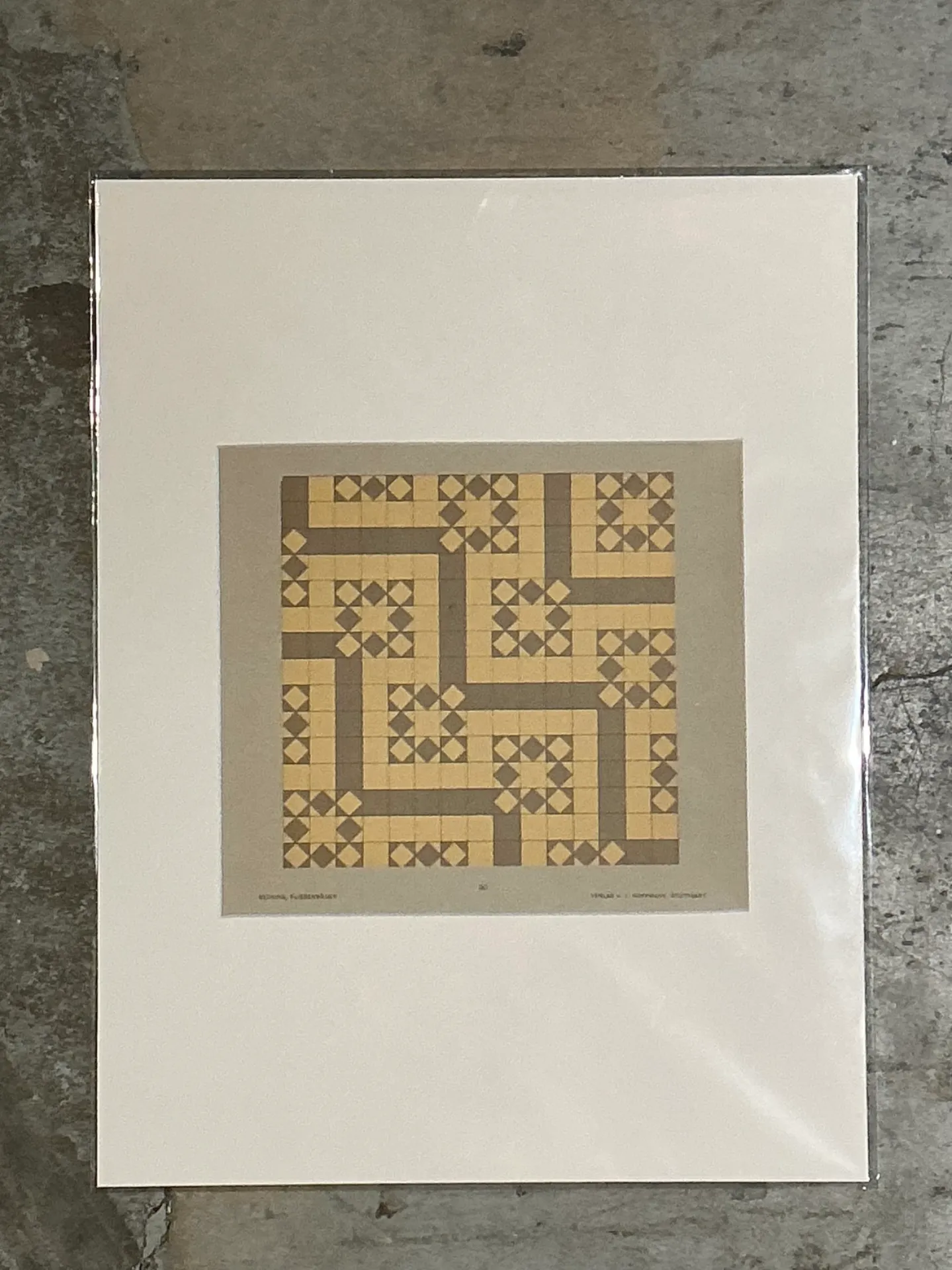 Vintage Geometric Tile Pattern Serigraph — additional photo 1