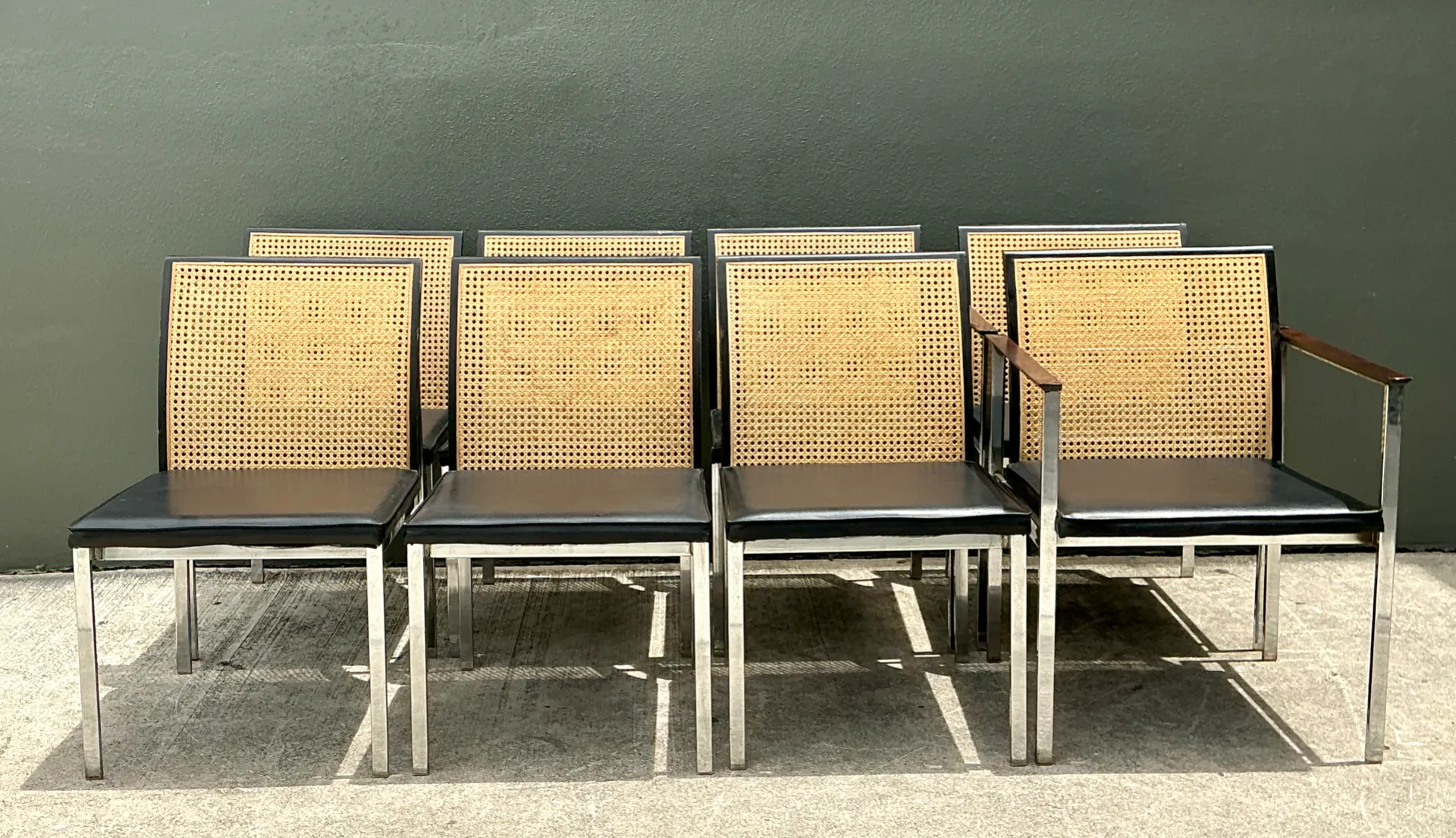 Vintage Paul McCobb For Lane Chrome and Cane Dining Chairs - Set of 8 — additional photo 1